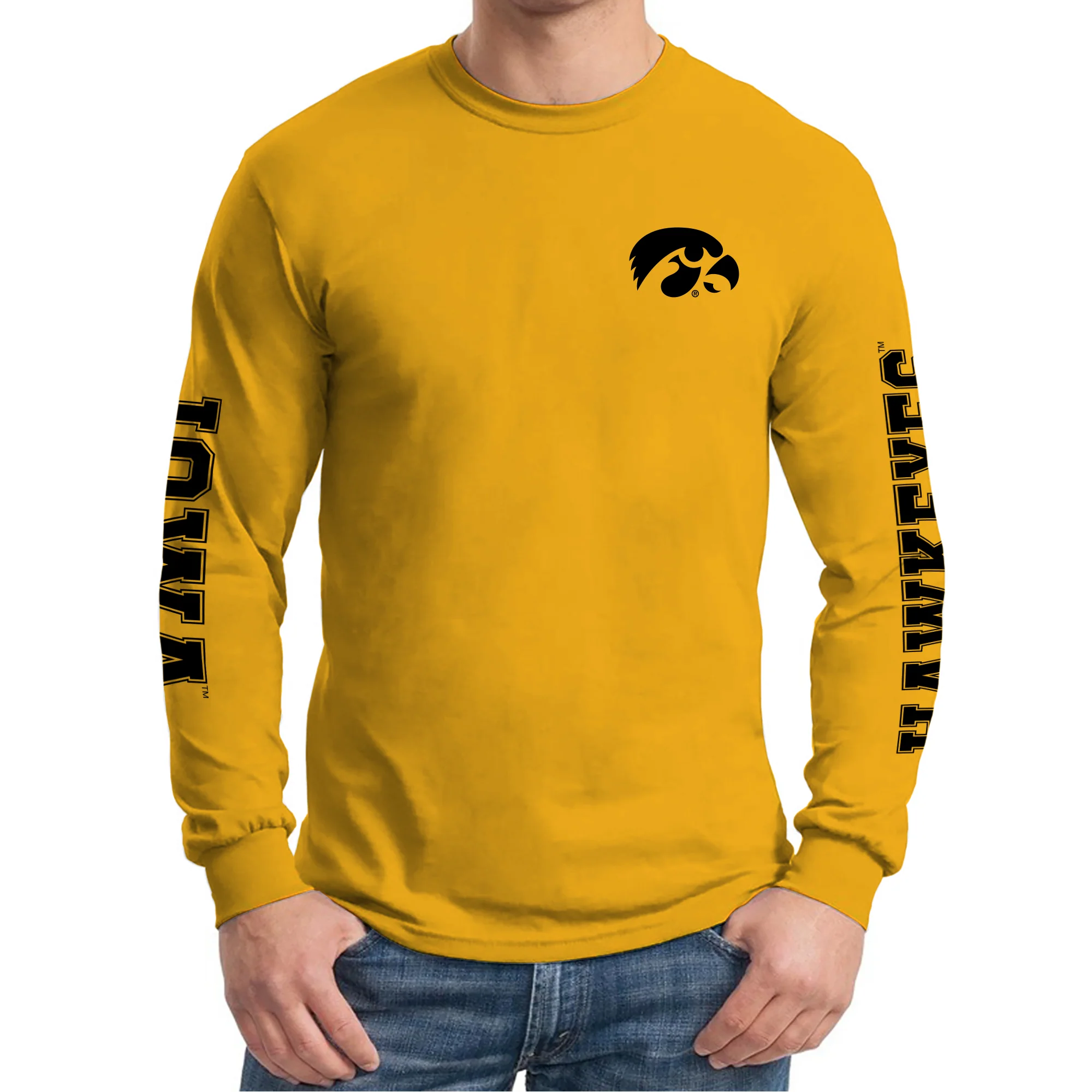 Iowa Hawkeyes Double Sleeve Print Long Sleeve Shirt - Gold - Image 3