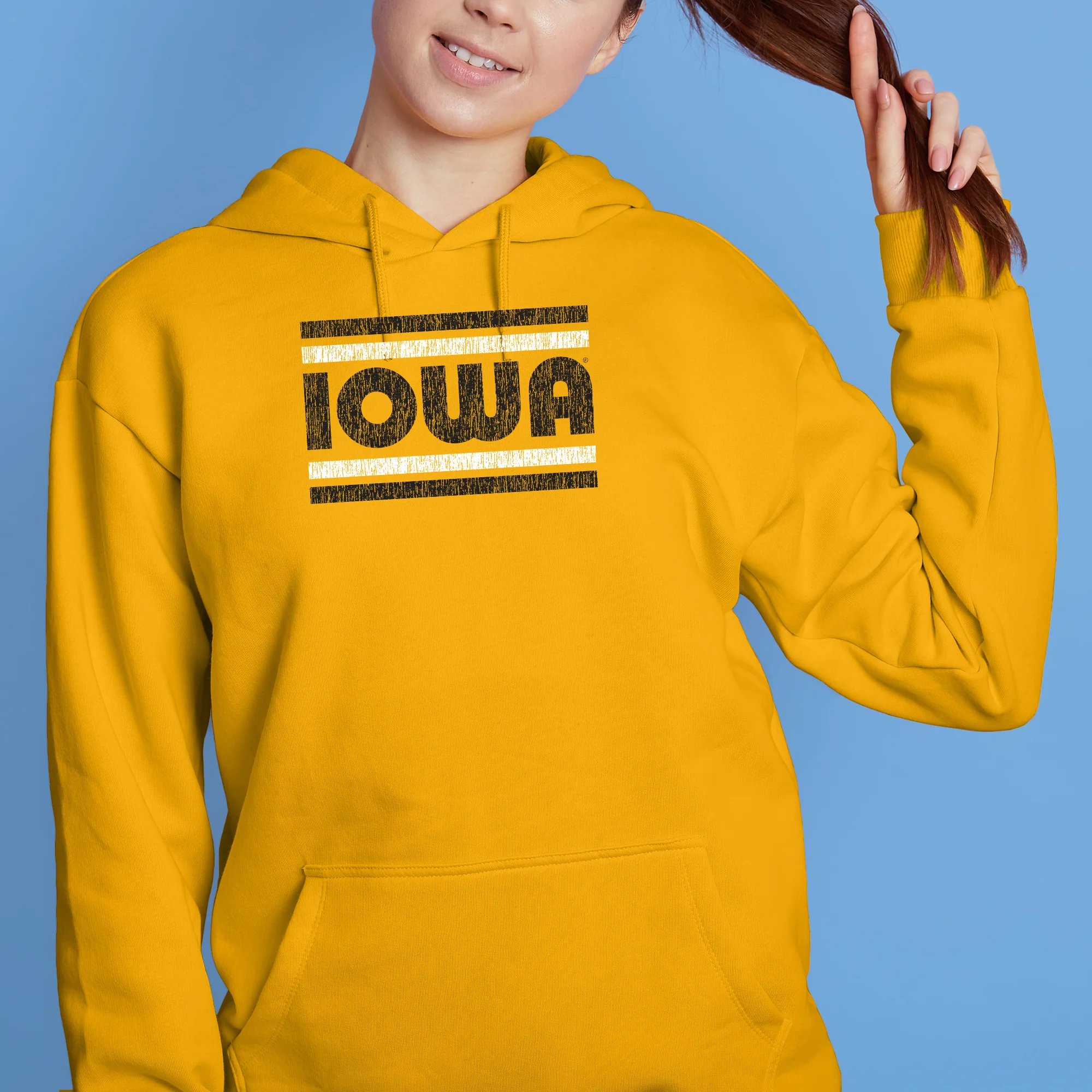 Iowa Hawkeyes Retro Underline Hoodie - Gold - Image 4