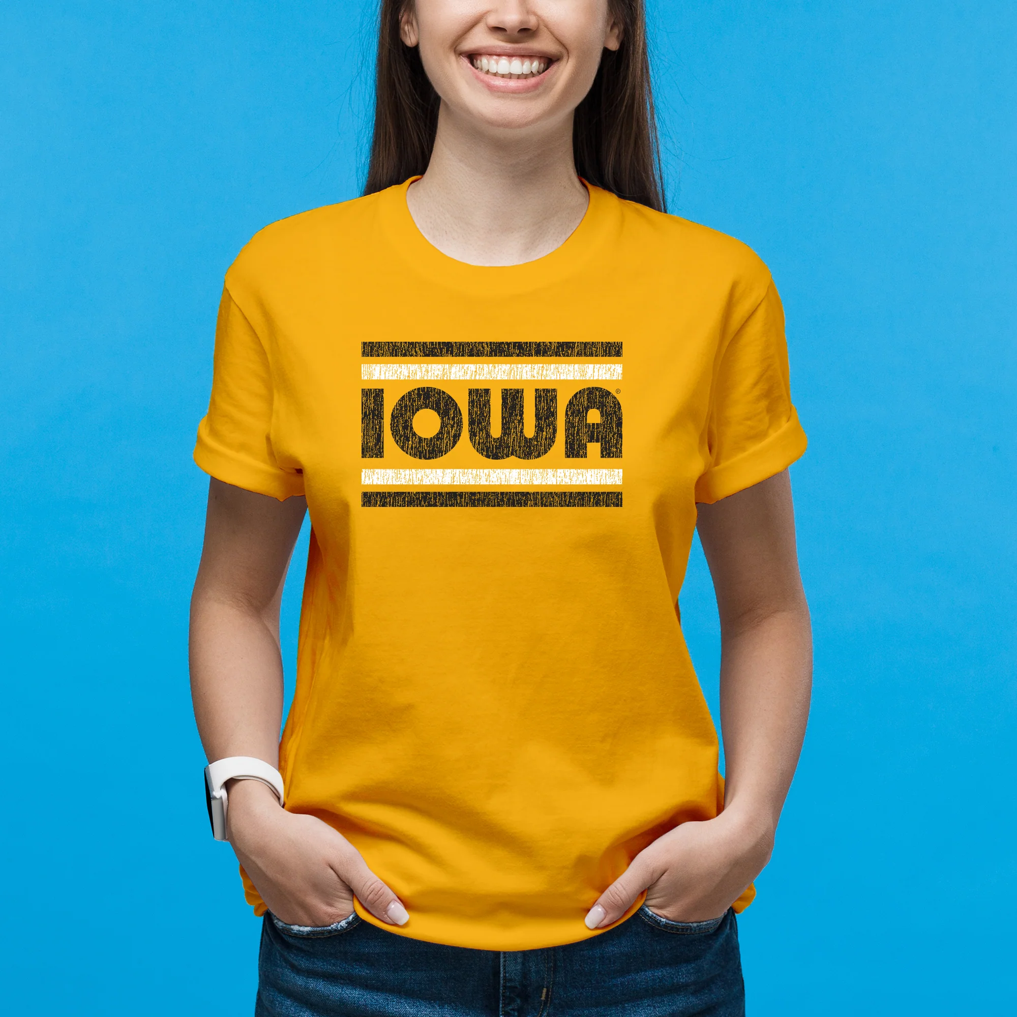 Iowa Hawkeyes Retro Underline T Shirt - Gold - Image 4