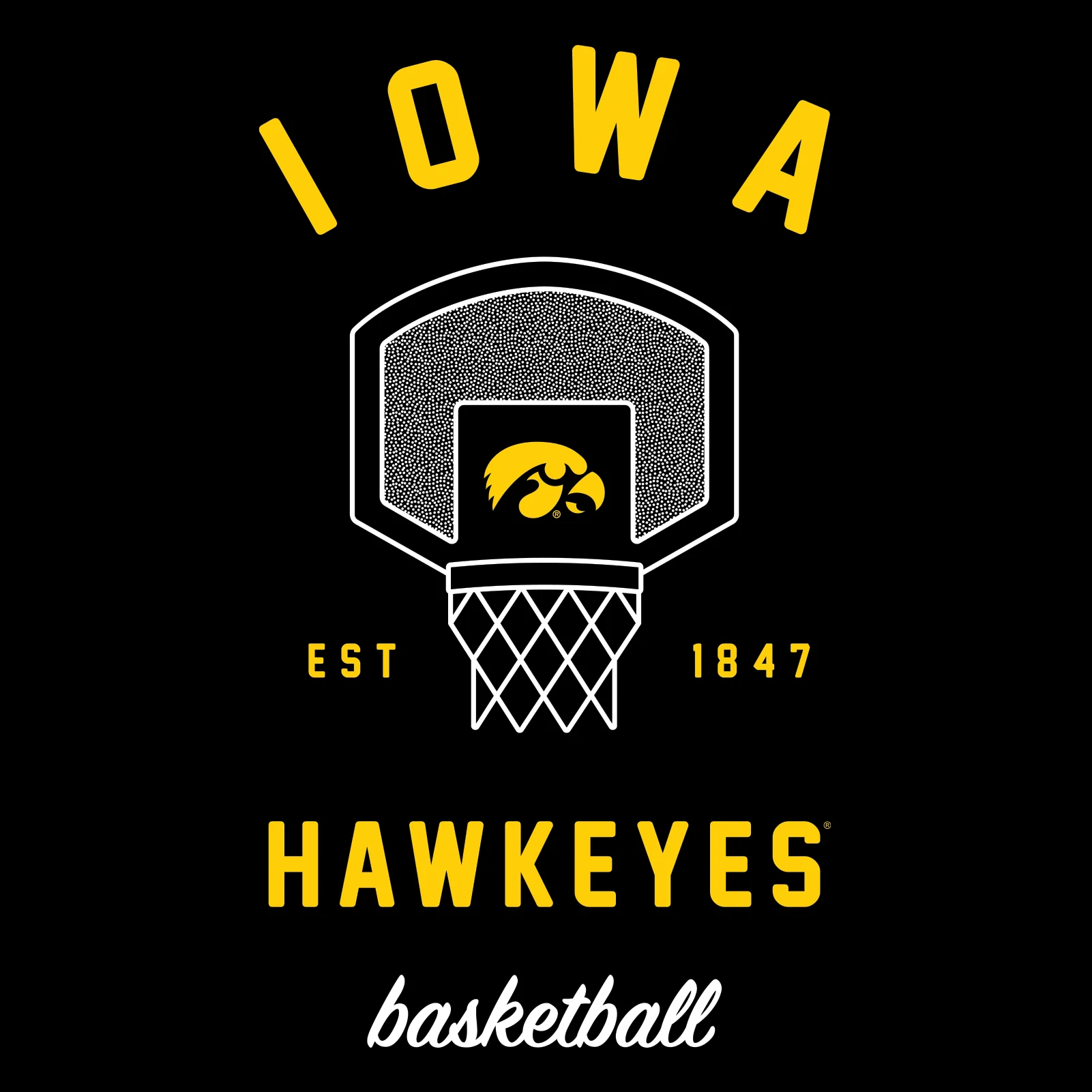 Basketball Net Iowa Hawkeyes Basic Cotton Short Sleeve T-Shirt - Black - Image 2