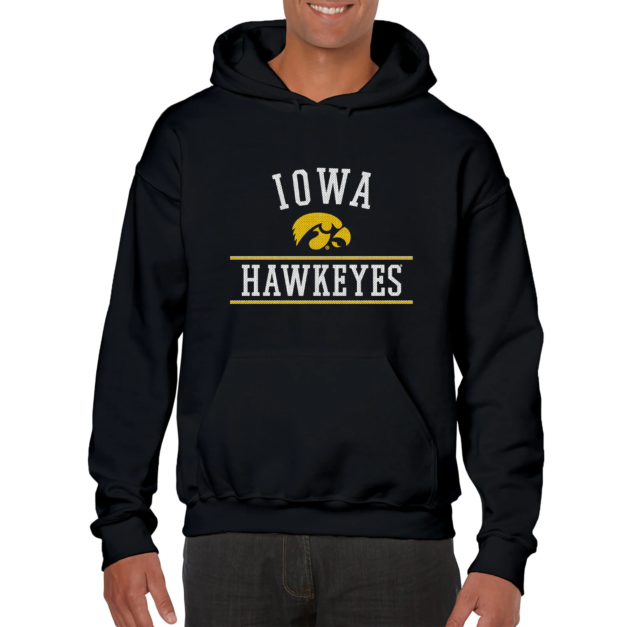 Mesh Arch Iowa Hawkeyes Heavy Blend Hoodie - Black - Image 3