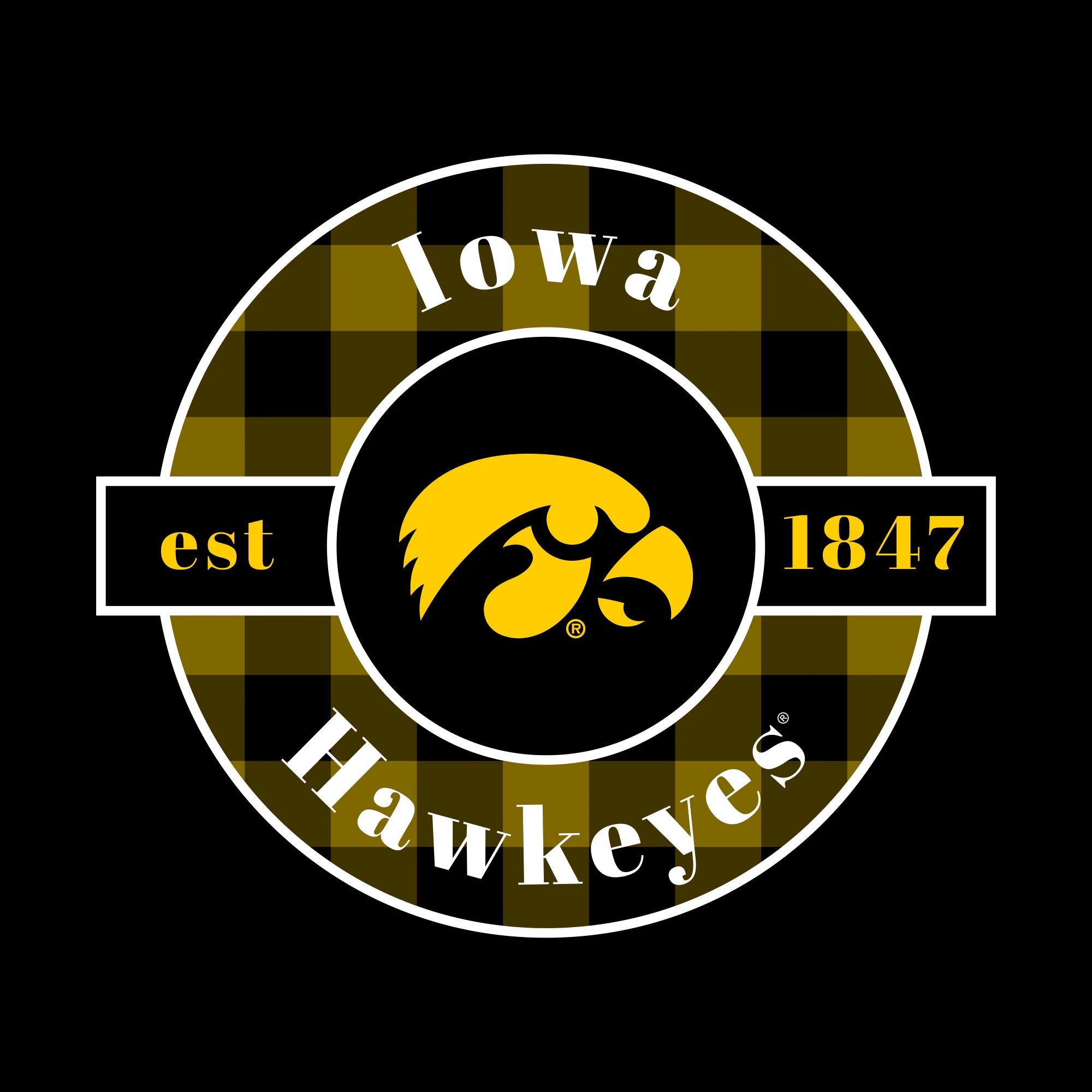 Iowa Plaid Circle Women's Long Sleeve - Black - Image 2