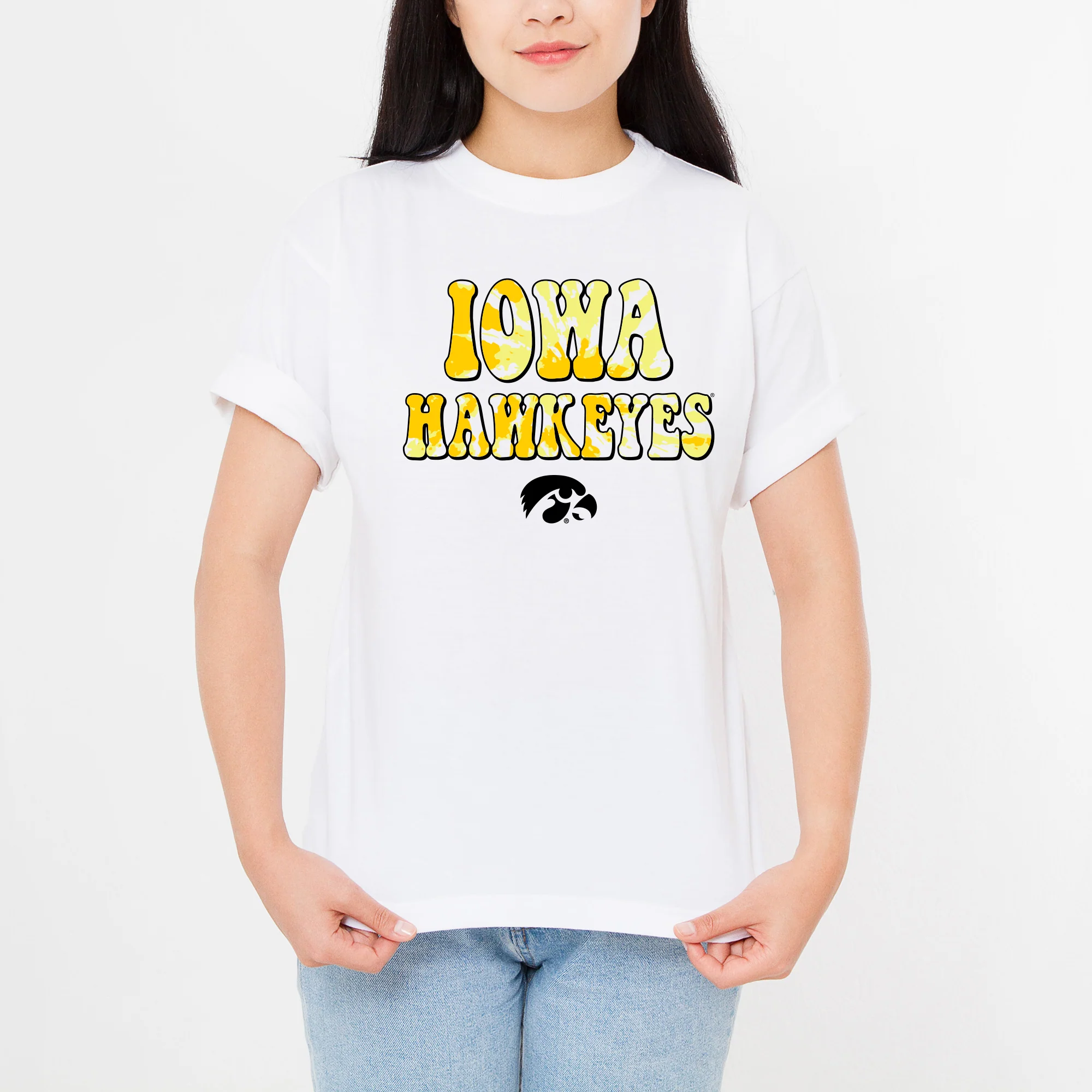 Iowa Tie Dye Type T-Shirt - White - Image 5