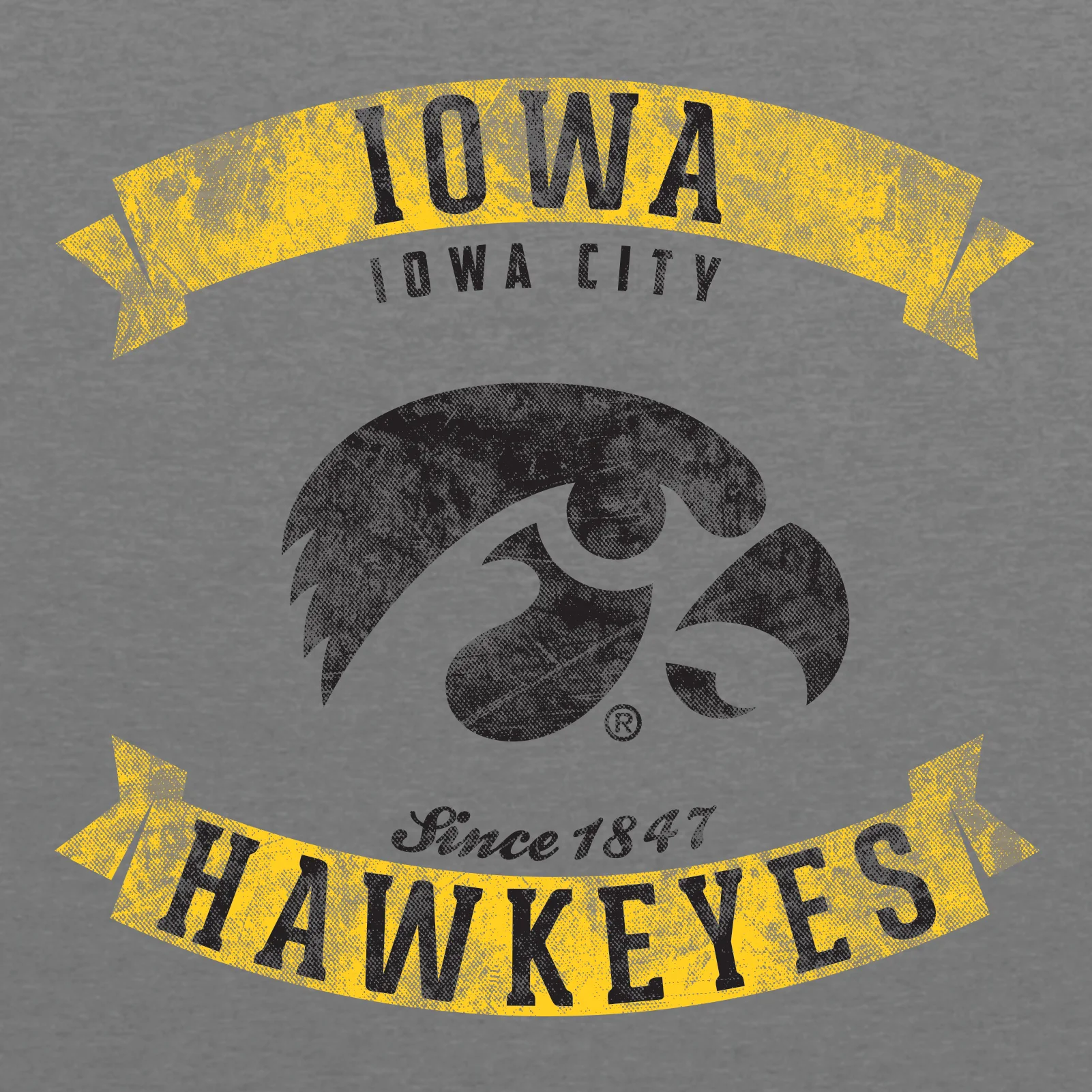 Vintage Banners Iowa Hawkeyes Triblend Short Sleeve T Shirt - Premium Heather - Image 2