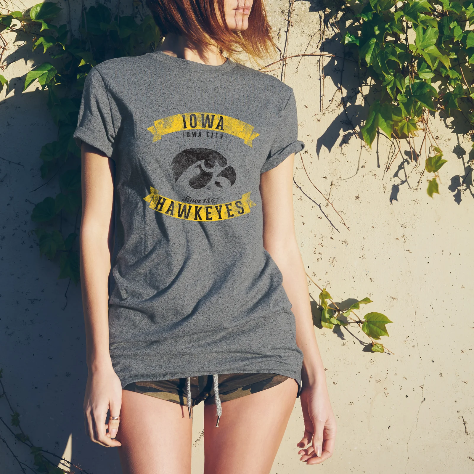 Vintage Banners Iowa Hawkeyes Triblend Short Sleeve T Shirt - Premium Heather - Image 5