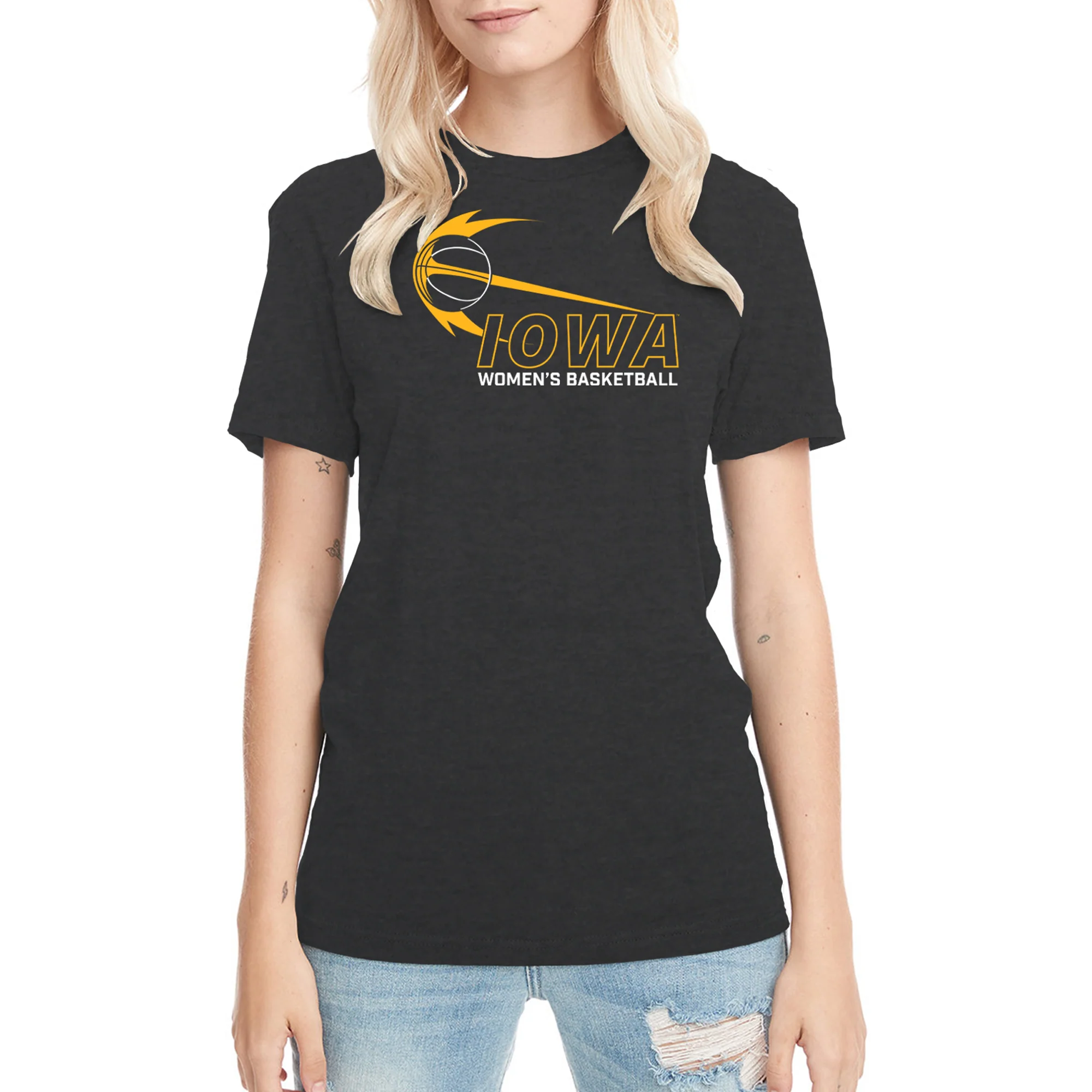 Iowa Women's Basketball Launch Triblend T-Shirt - Vintage Black - Image 5