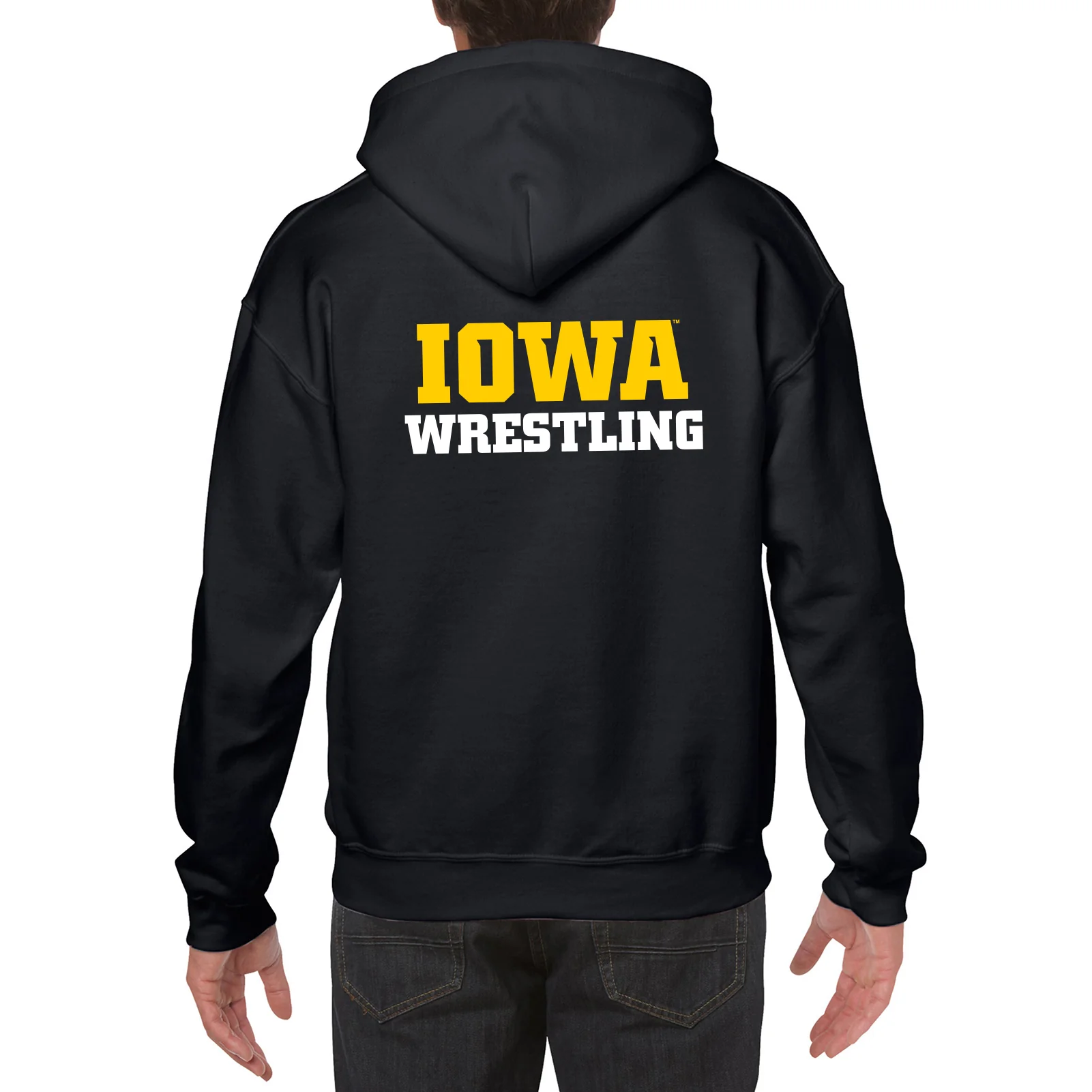 University of Iowa Hawkeyes Wrestling Herky Logo Left Chest Full Zip Hoodie - Black - Image 5