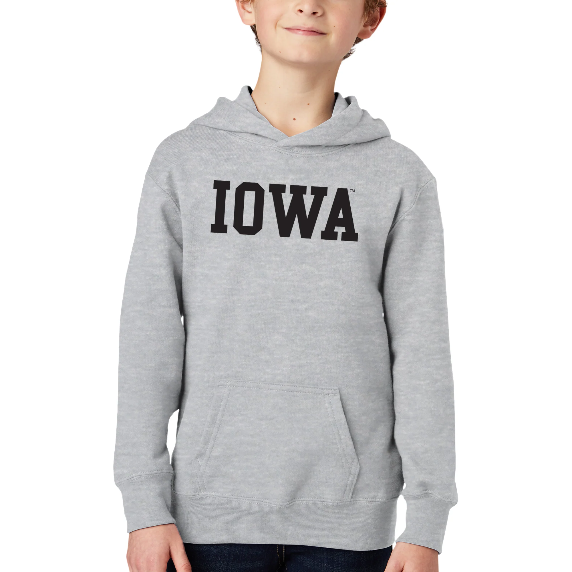 Iowa Hawkeyes Basic Block Youth Hoodie - Sport Grey - Image 3