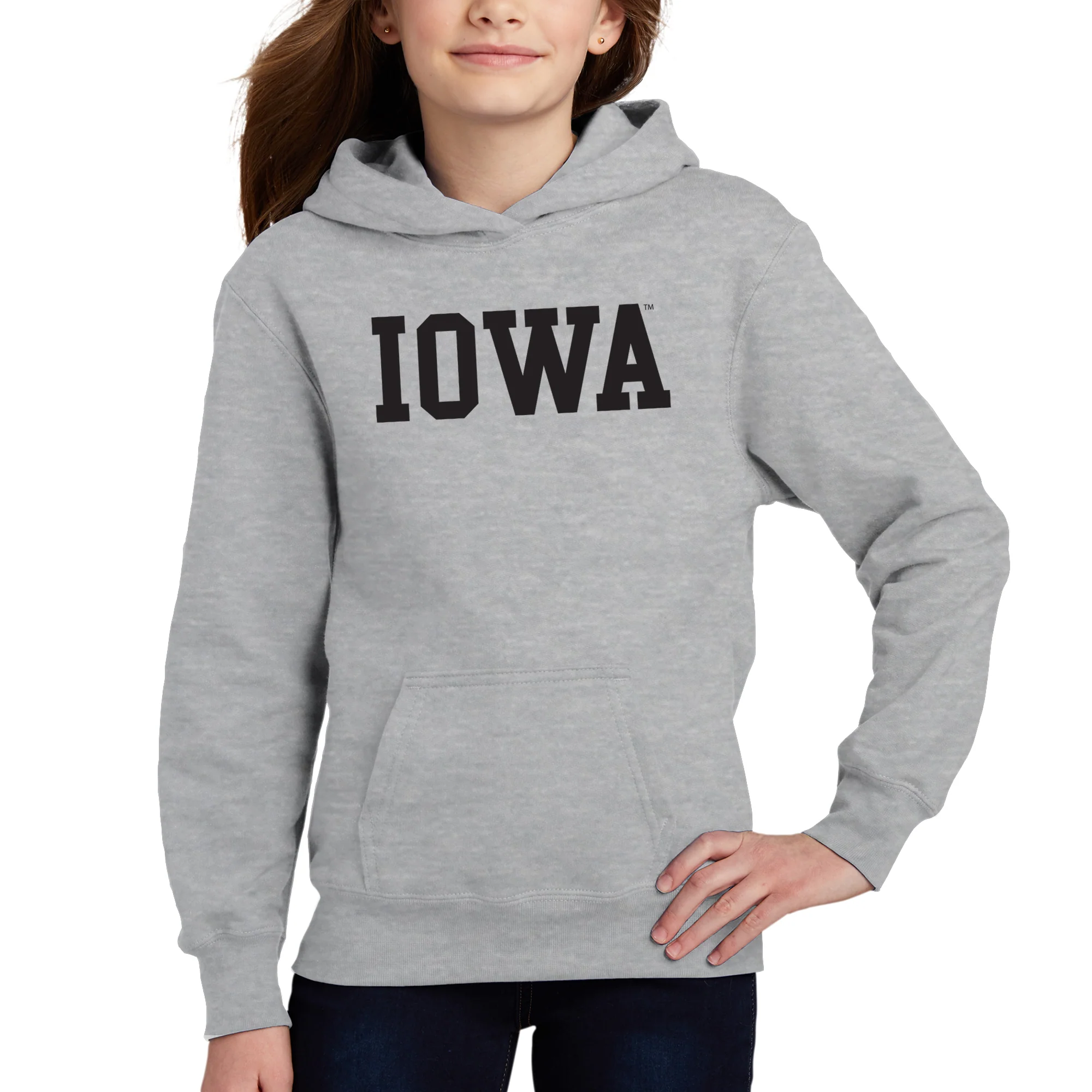 Iowa Hawkeyes Basic Block Youth Hoodie - Sport Grey - Image 4