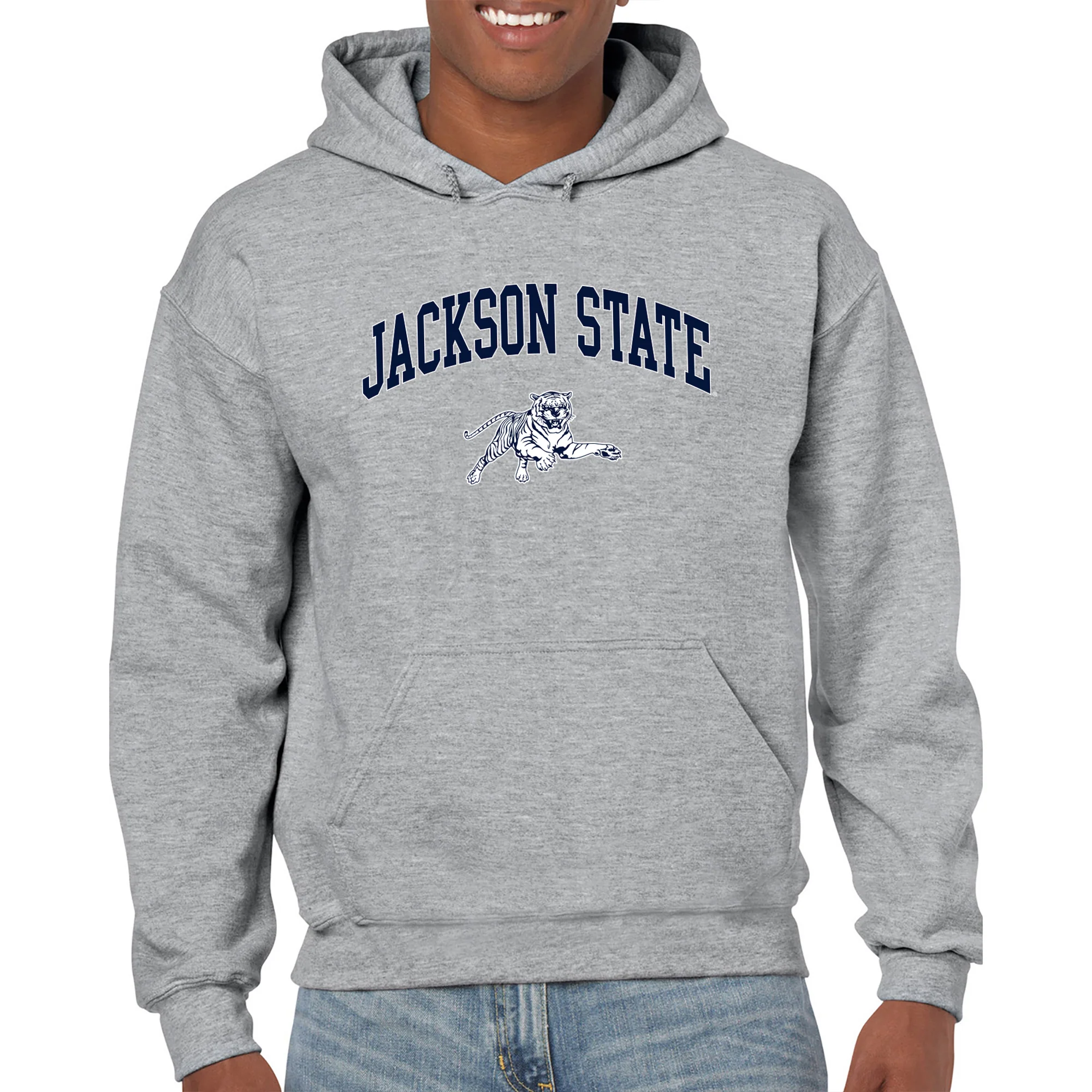 Jackson State Tigers Arch Logo Hoodie - Sport Grey - Image 3