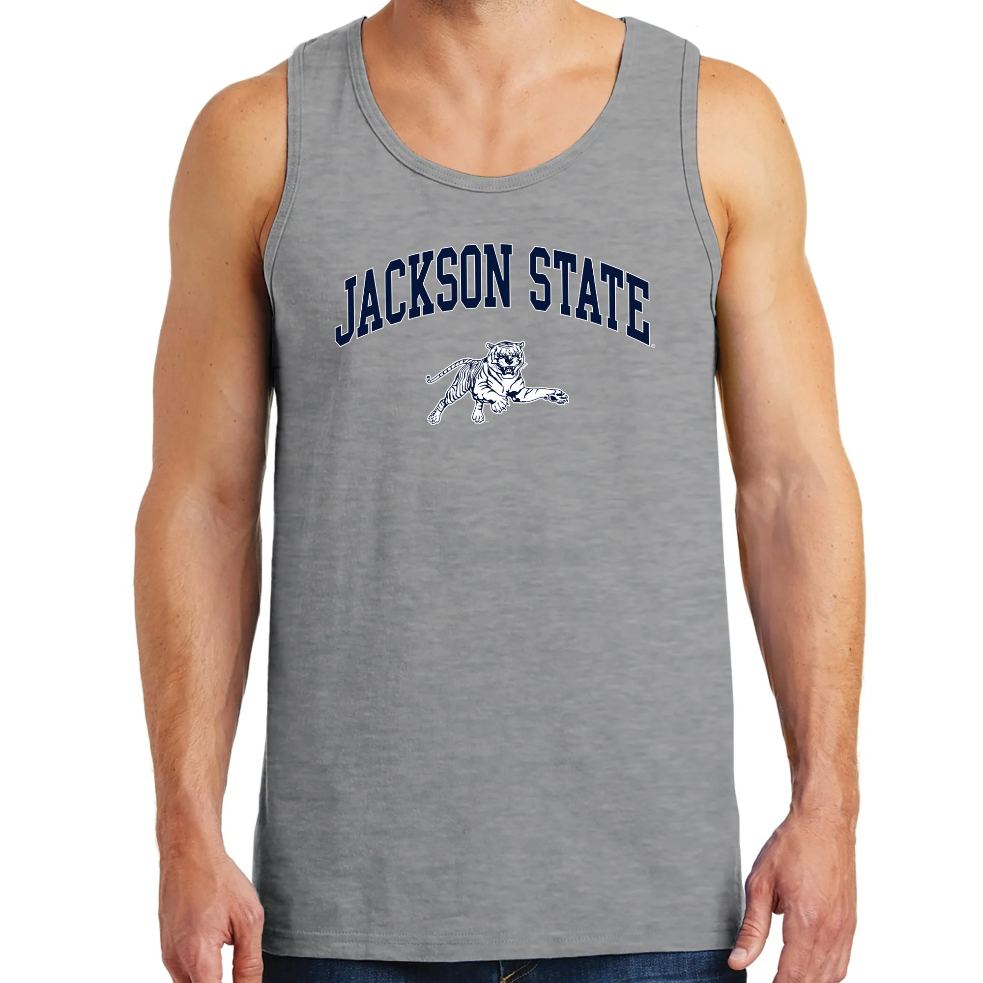 Jackson State Tigers Arch Logo Tank Top - Sport Grey - Image 3