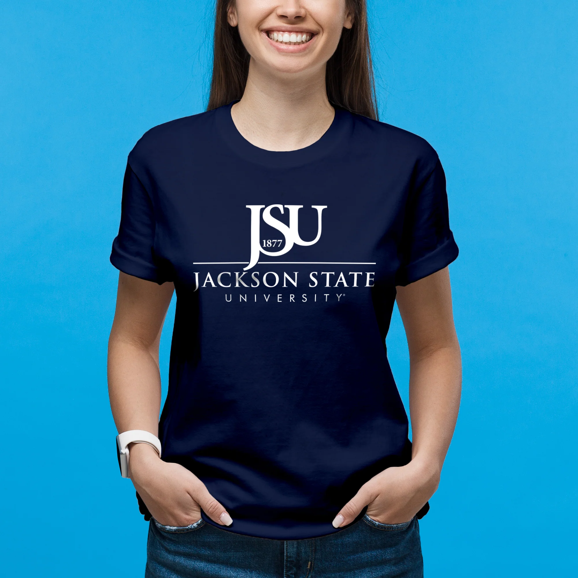 Jackson State Tigers Institutional Logo T Shirt - Navy - Image 4