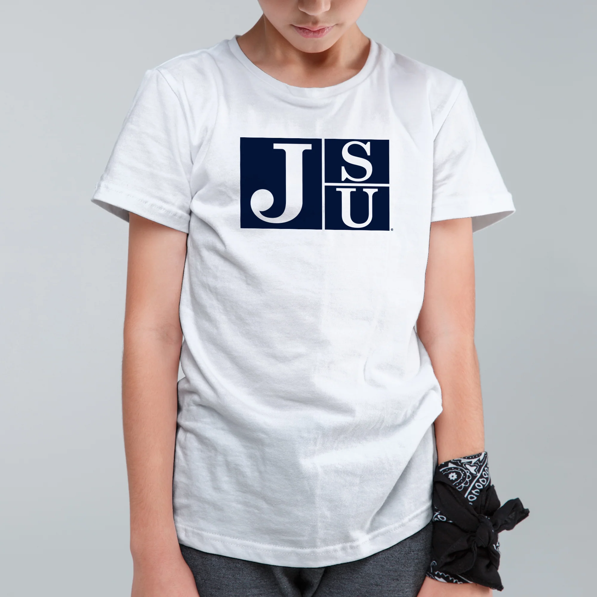 Jackson State Tigers Primary Logo Youth T Shirt - White - Image 3