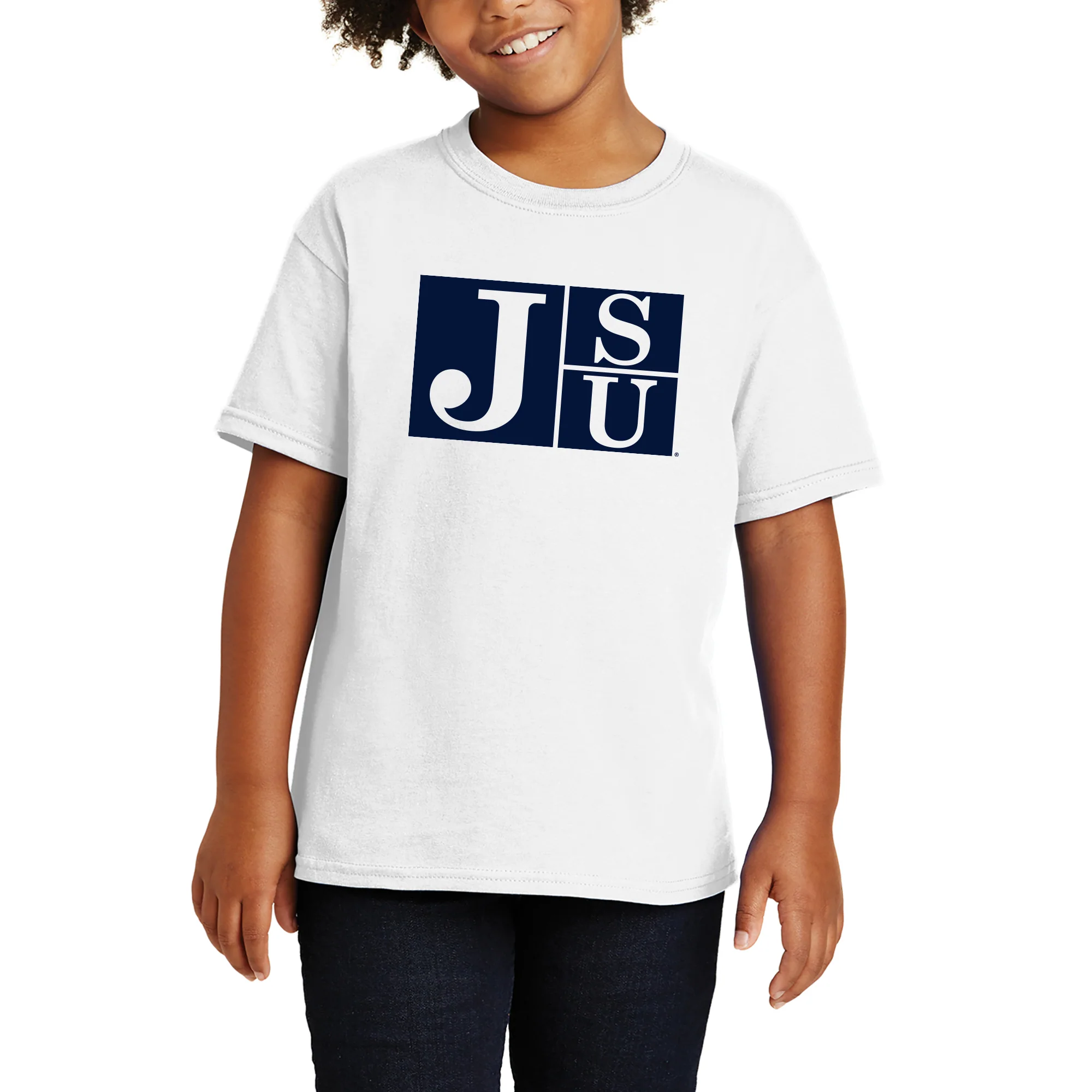 Jackson State Tigers Primary Logo Youth T Shirt - White - Image 4