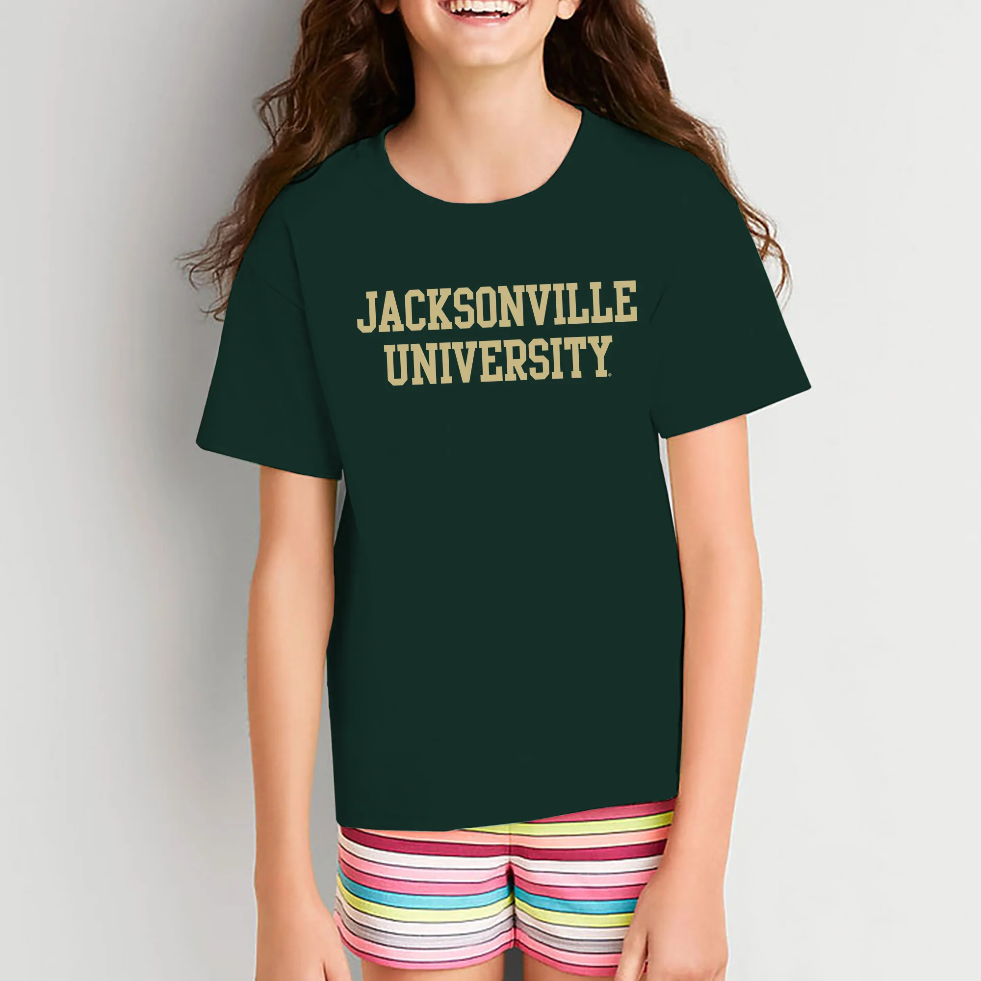 Jacksonville University Dolphins Basic Block Cotton Youth T-Shirt - Forest - Image 4