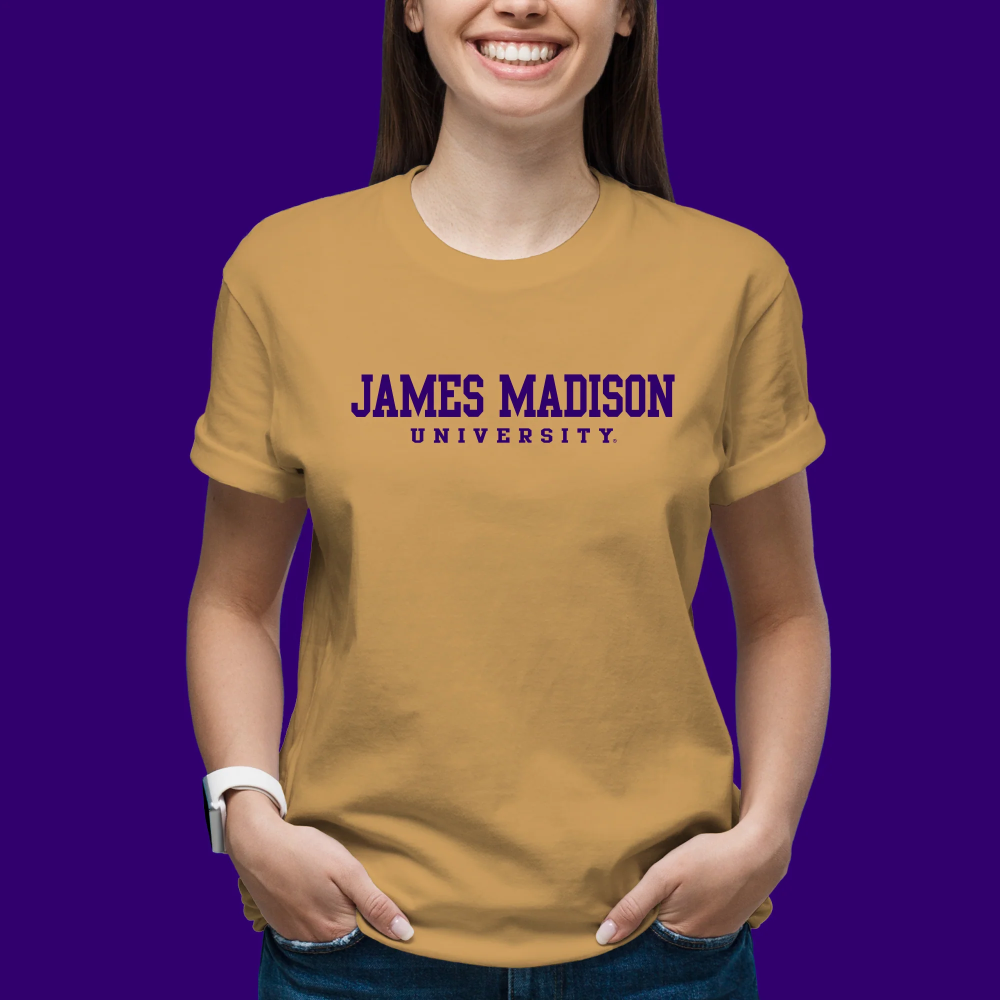 James Madison Basic Block T-Shirt - Old Gold - Image 4