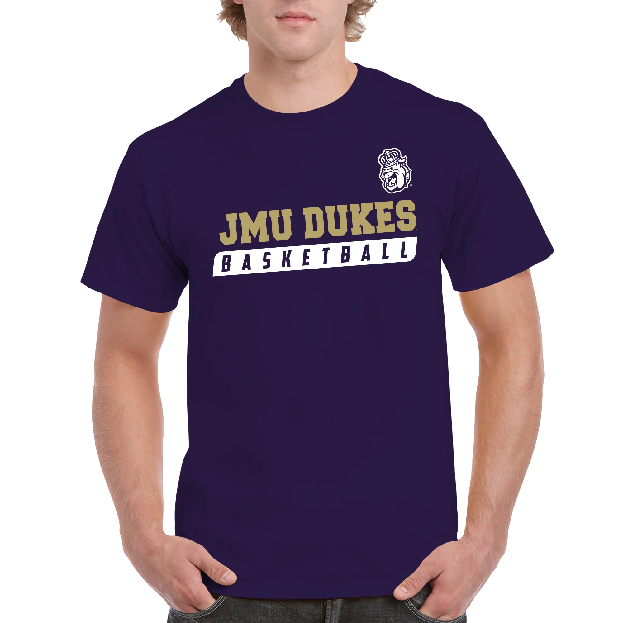James Madison Basketball Slant T-Shirt - Purple - Image 3
