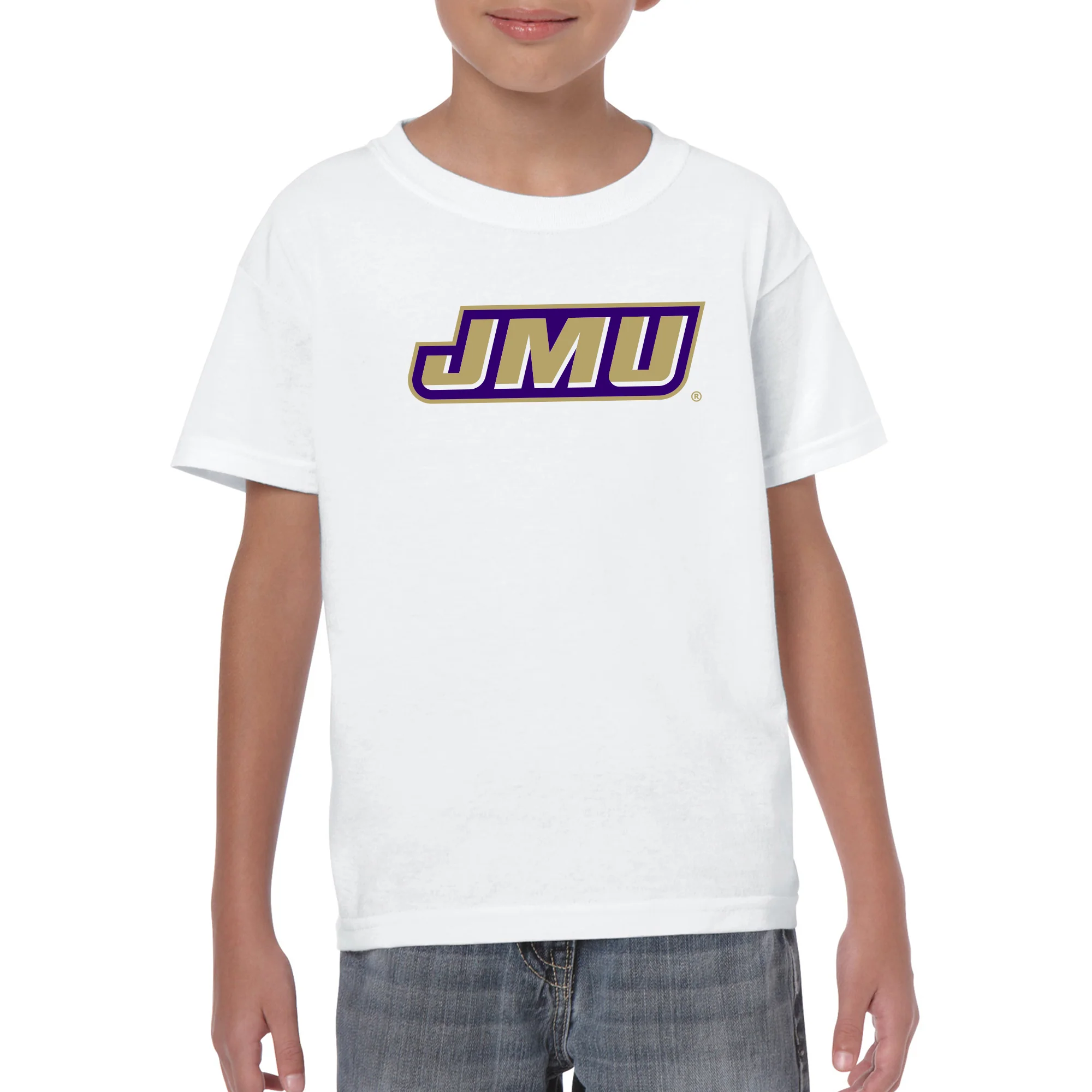 James Madison Primary Logo Youth T-Shirt - White - Image 3
