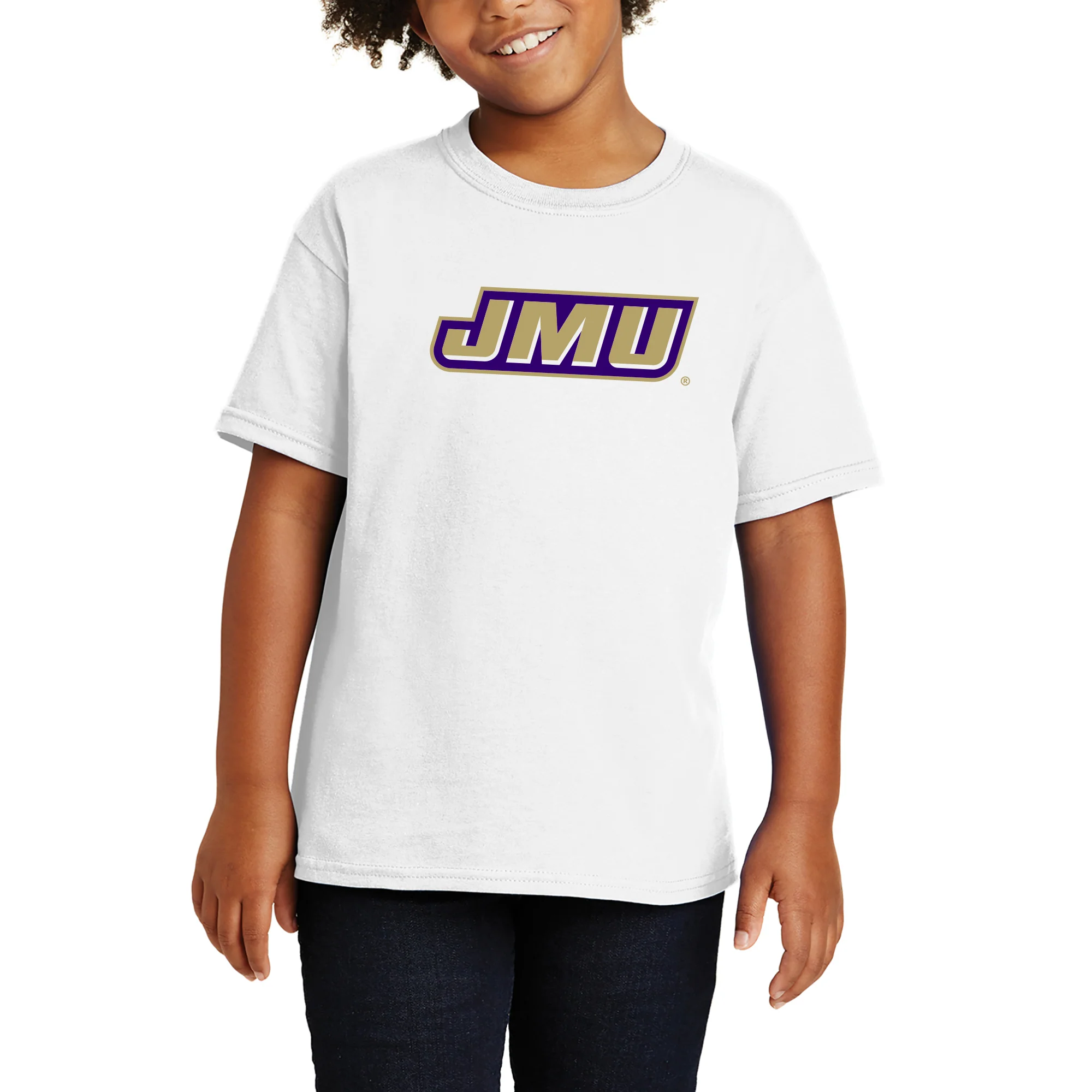 James Madison Primary Logo Youth T-Shirt - White - Image 4