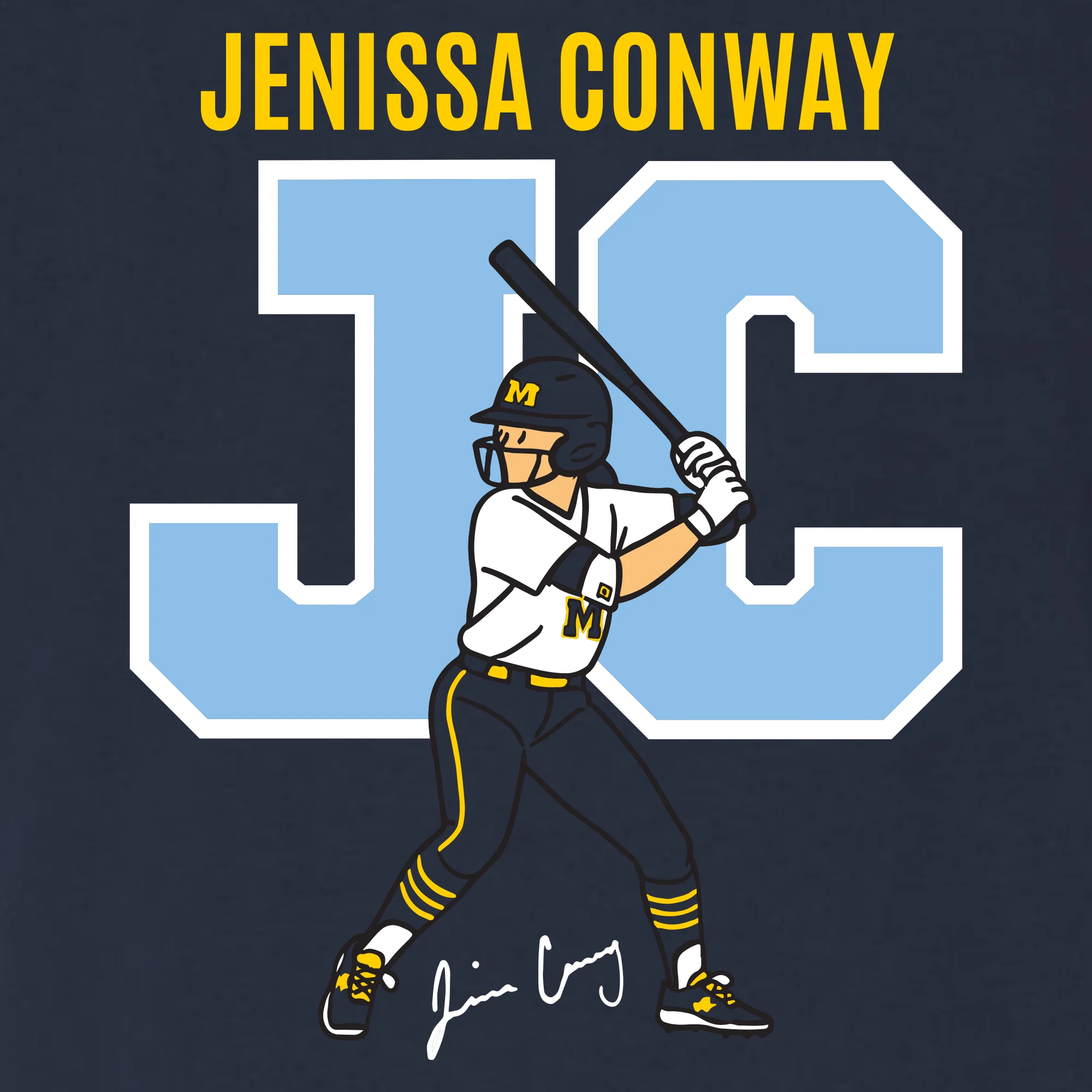Jenissa Conway Michigan Softball Batter Up Triblend T-Shirt - Solid Navy - Image 2