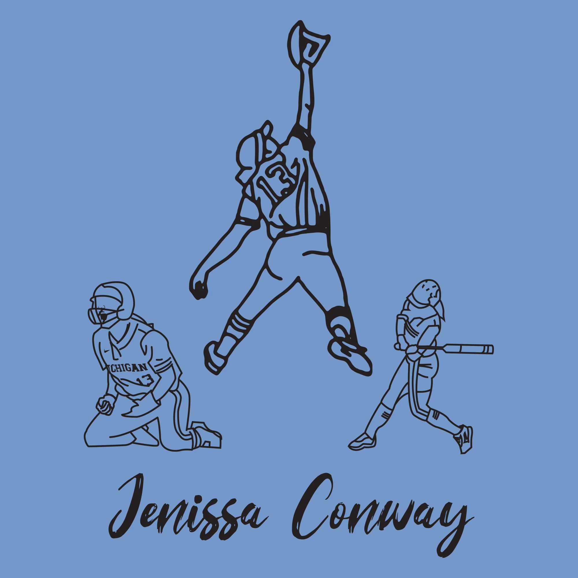Jenissa Conway Michigan Softball Triad Hoodie - C Blue - Image 3