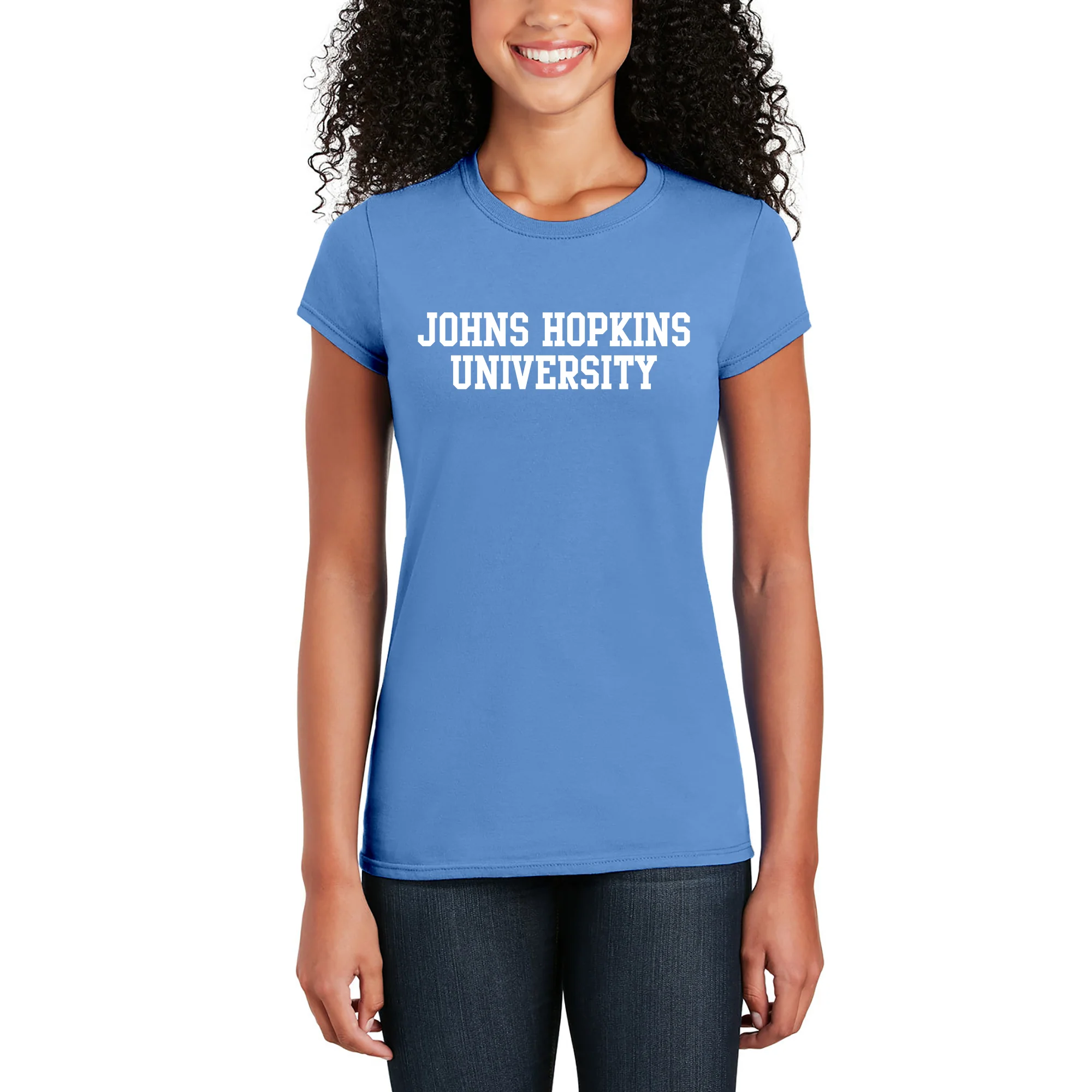 Johns Hopkins Blue Jays Basic Block Women's T-Shirt - Carolina Blue - Image 4