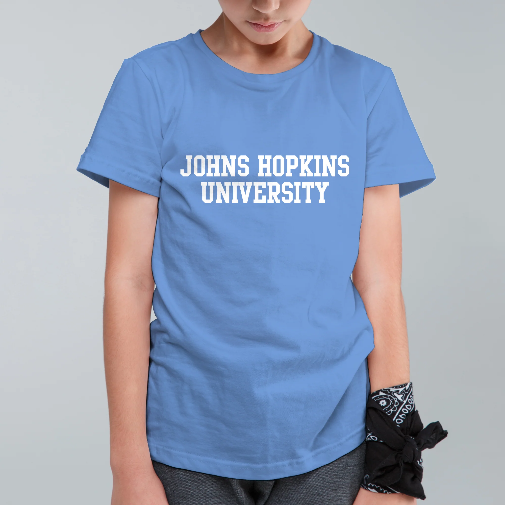 Johns Hopkins Blue Jays Basic Block Youth T-Shirt - Carolina Blue - Image 3