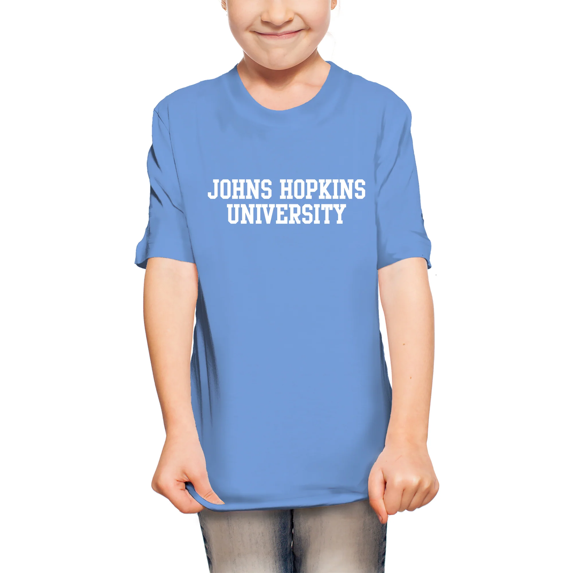Johns Hopkins Blue Jays Basic Block Youth T-Shirt - Carolina Blue - Image 4