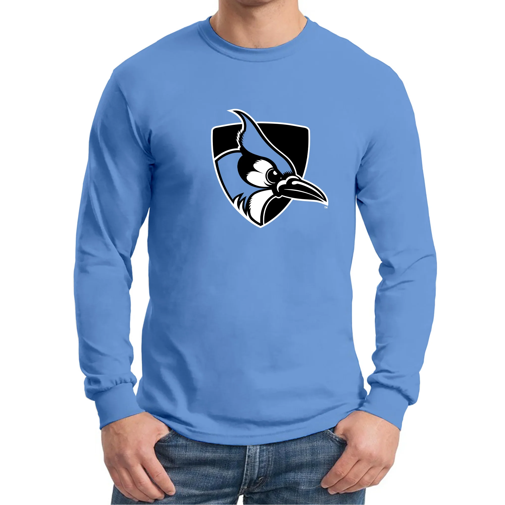 Johns Hopkins Blue Jays Primary Logo Long Sleeve - Carolina Blue - Image 3