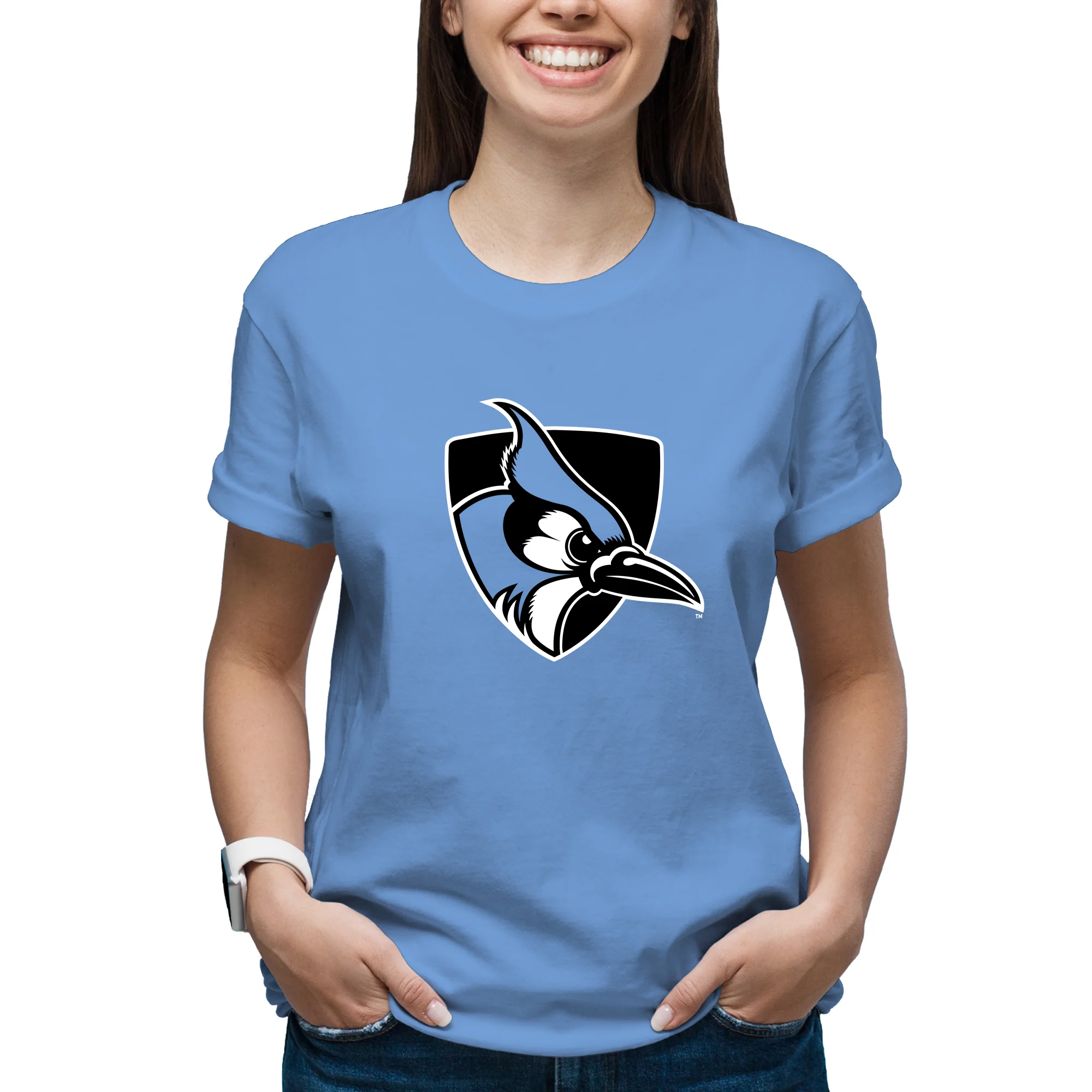 Johns Hopkins Blue Jays Primary Logo T-Shirt - Carolina Blue - Image 4