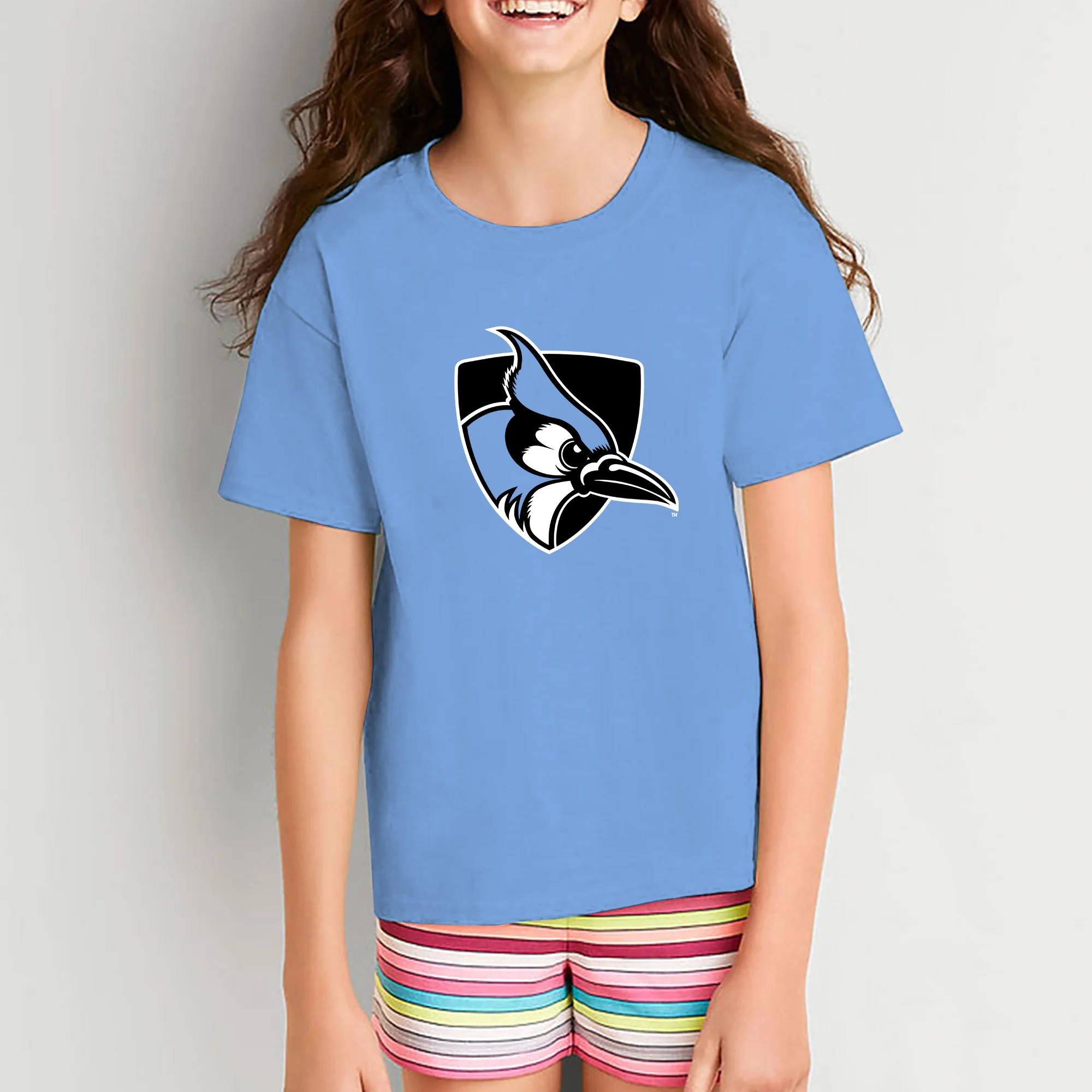 Johns Hopkins Blue Jays Primary Logo Youth T-Shirt - Carolina Blue - Image 4