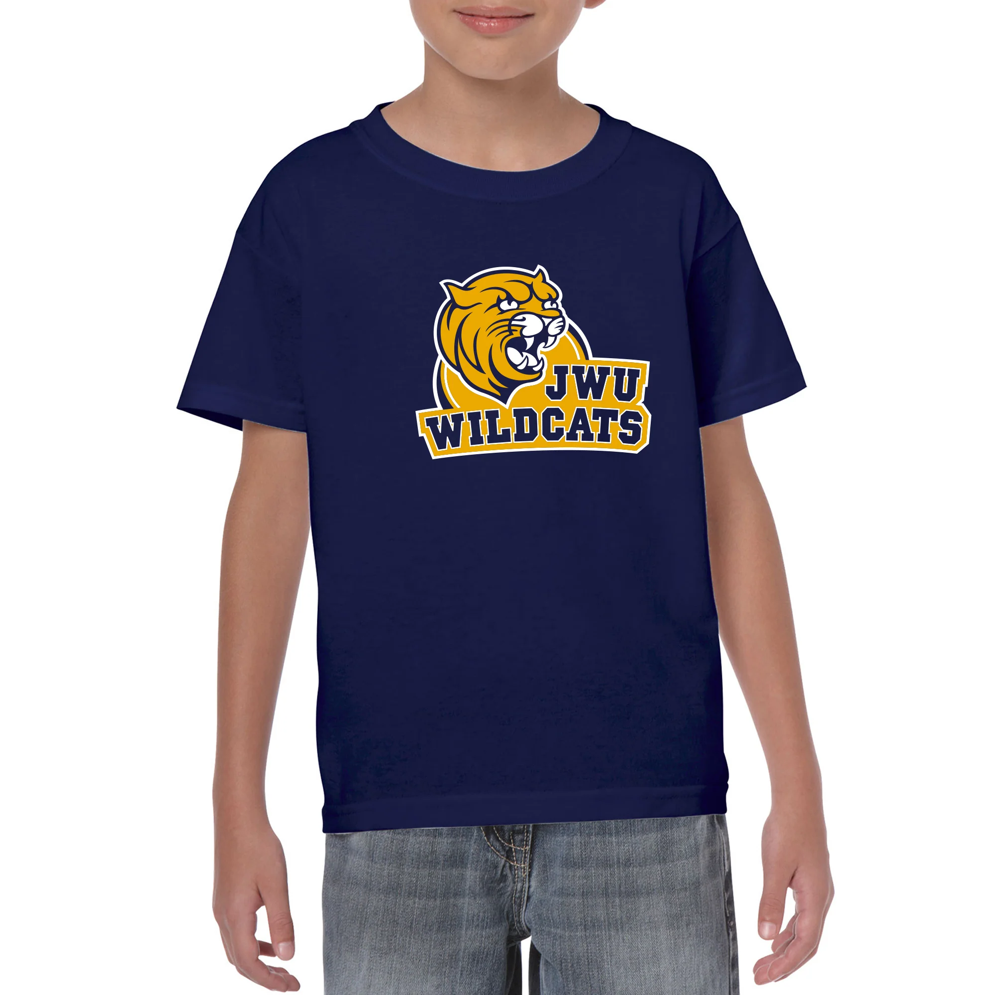 Johnson & Wales University Wildcats Arch Logo Youth Short Sleeve T Shirt - Cobalt - Image 4