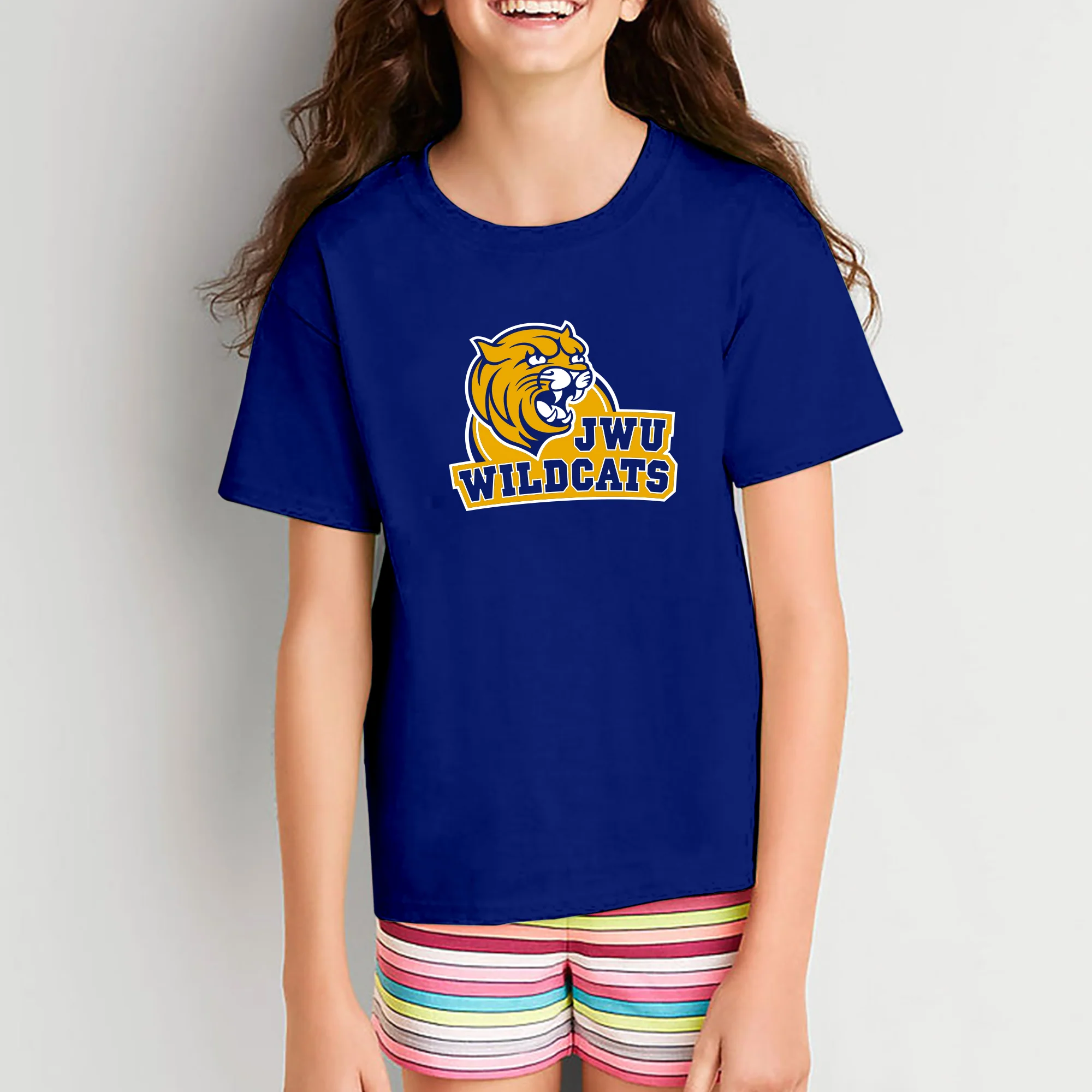 Johnson & Wales University Wildcats Arch Logo Youth Short Sleeve T Shirt - Cobalt - Image 5