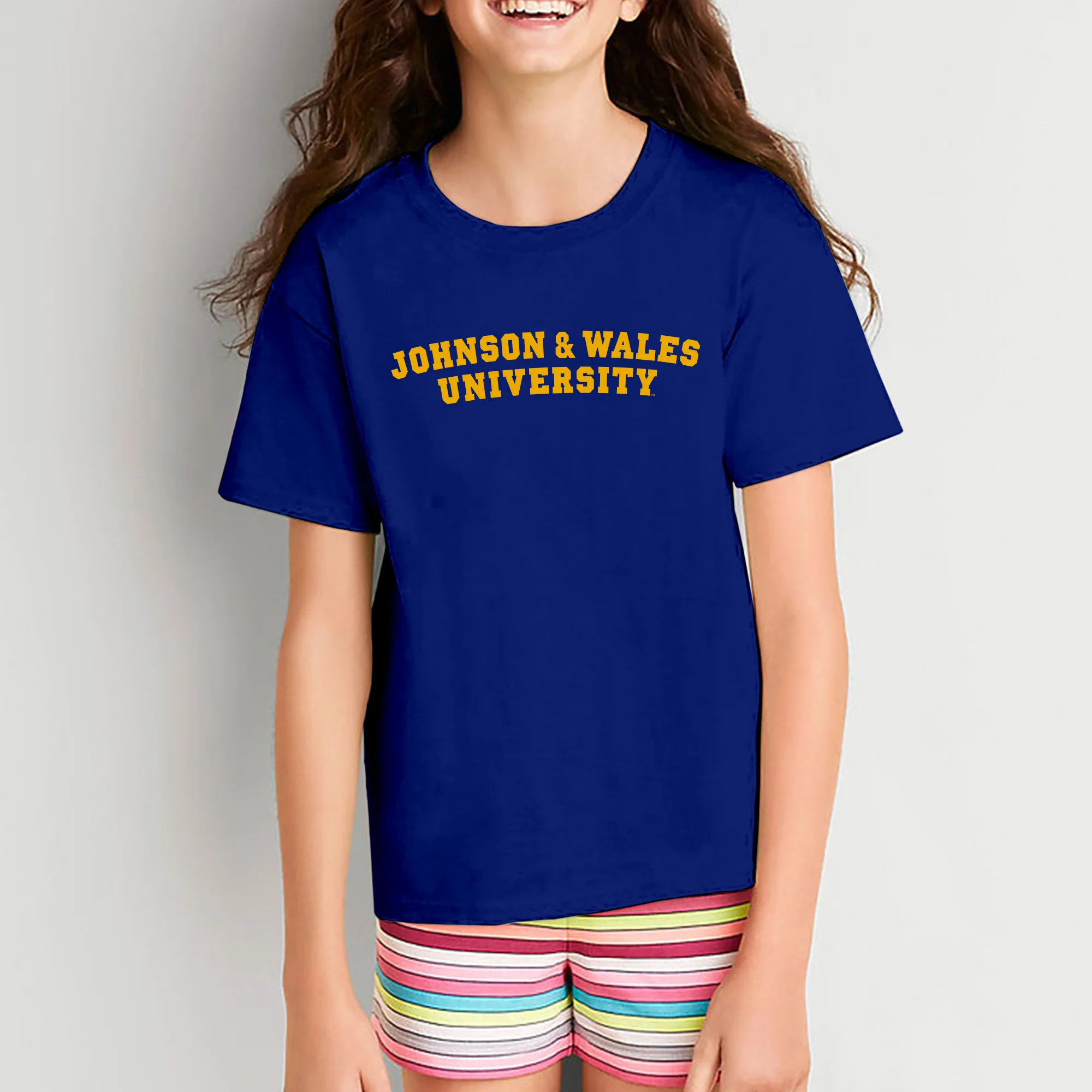 Johnson & Wales University Wildcats Basic Block Youth Short Sleeve T Shirt - Cobalt - Image 5