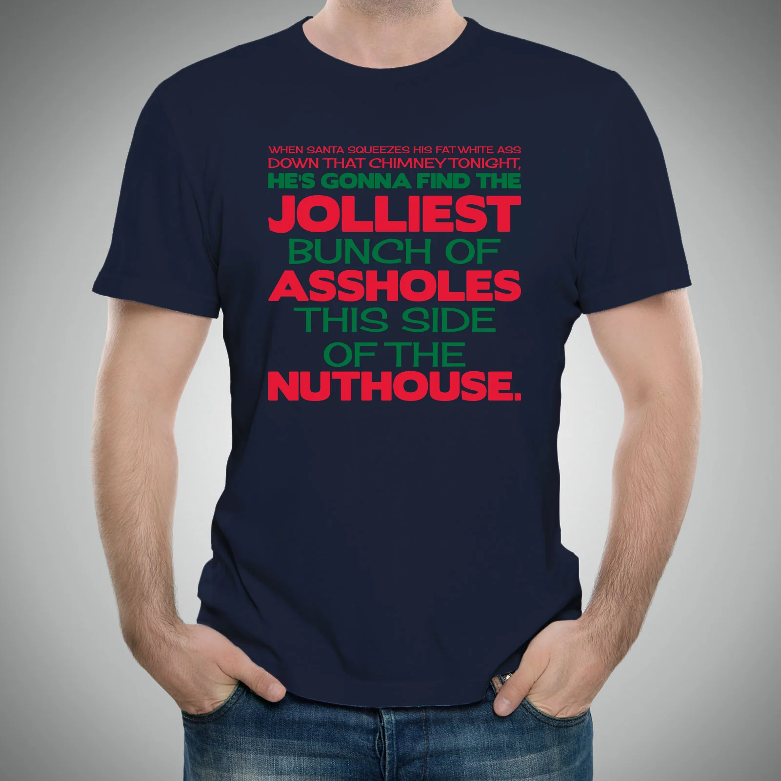 Jolliest Bunch of A-Holes - Christmas Vacation, Movie, Lampoon of National, Holiday, Winter - Funny Adult Graphic T-Shirt - Navy - Image 4
