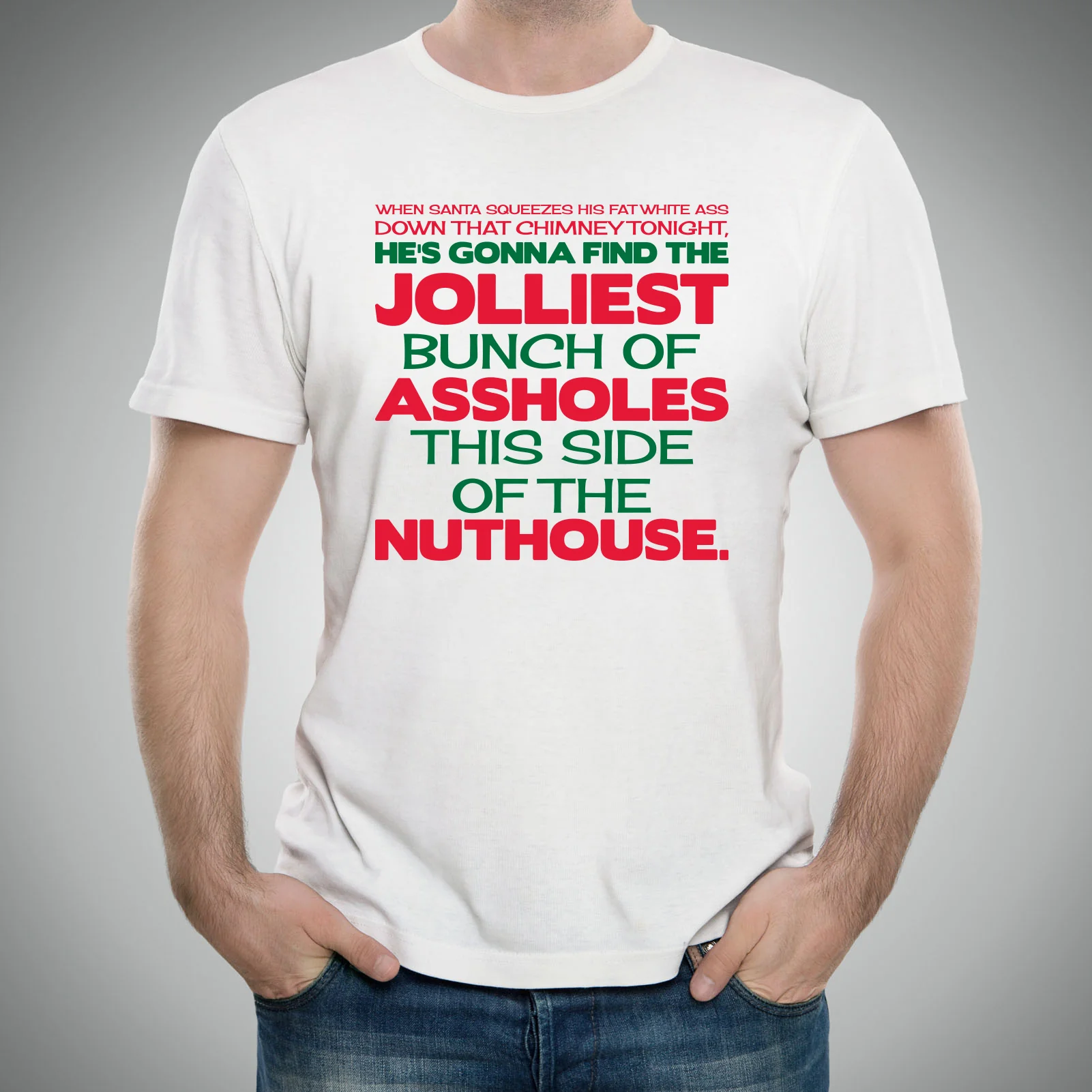 Jolliest Bunch of A-Holes - Christmas Vacation, Movie, Lampoon of National, Holiday, Winter - Funny Adult Graphic T-Shirt - White - Image 4