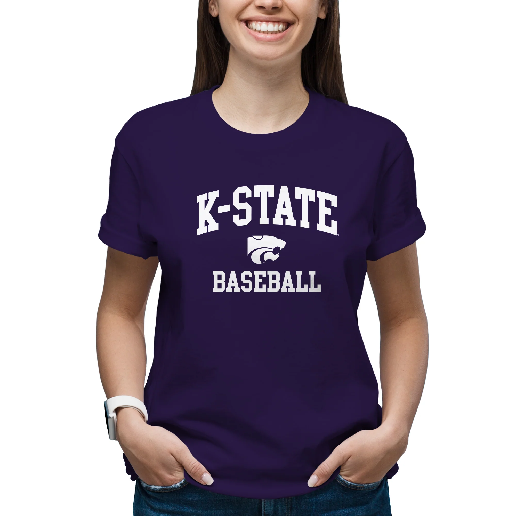 K-State Arch Logo Baseball T-Shirt - Purple - Image 4