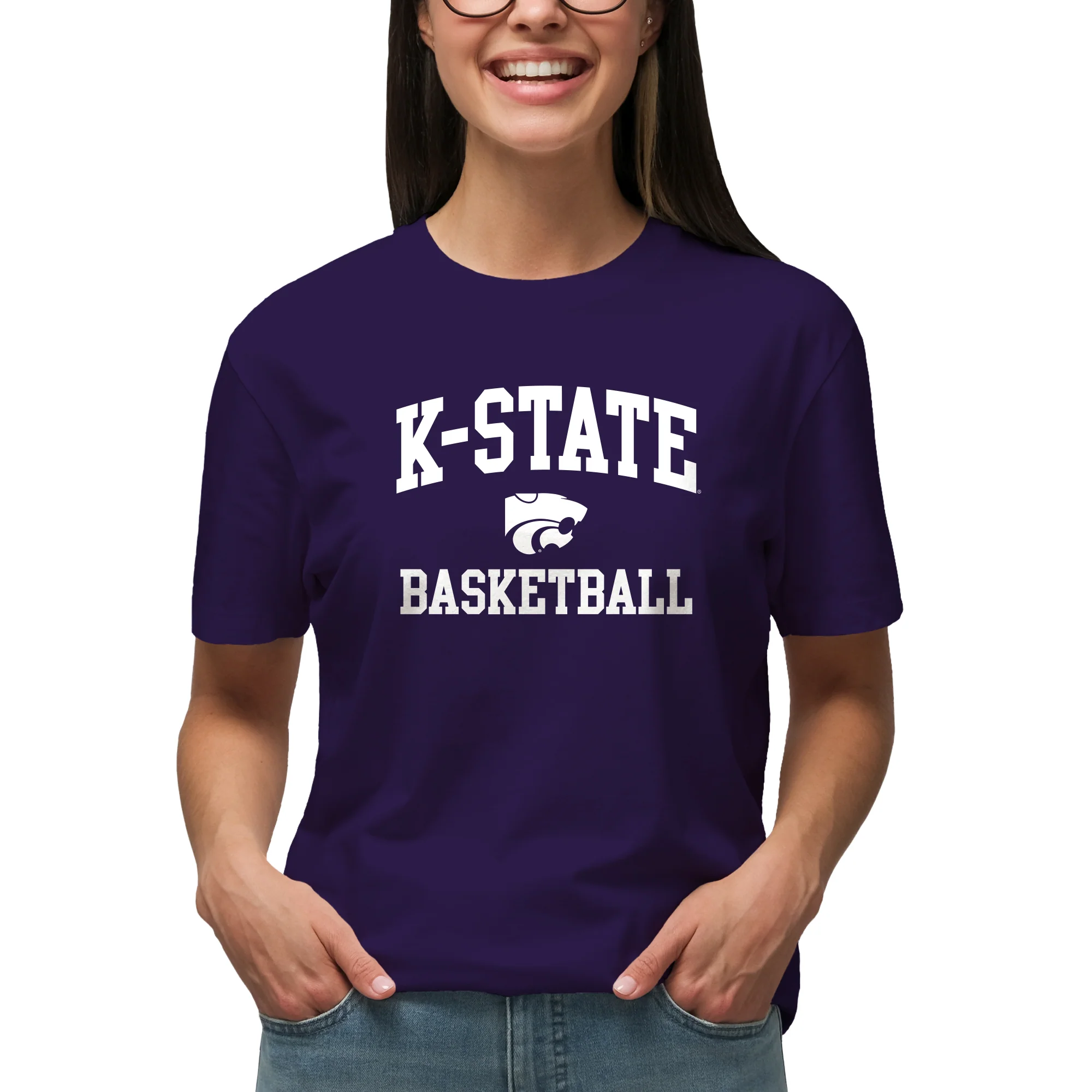 K-State Arch Logo Basketball T-Shirt - Purple - Image 4