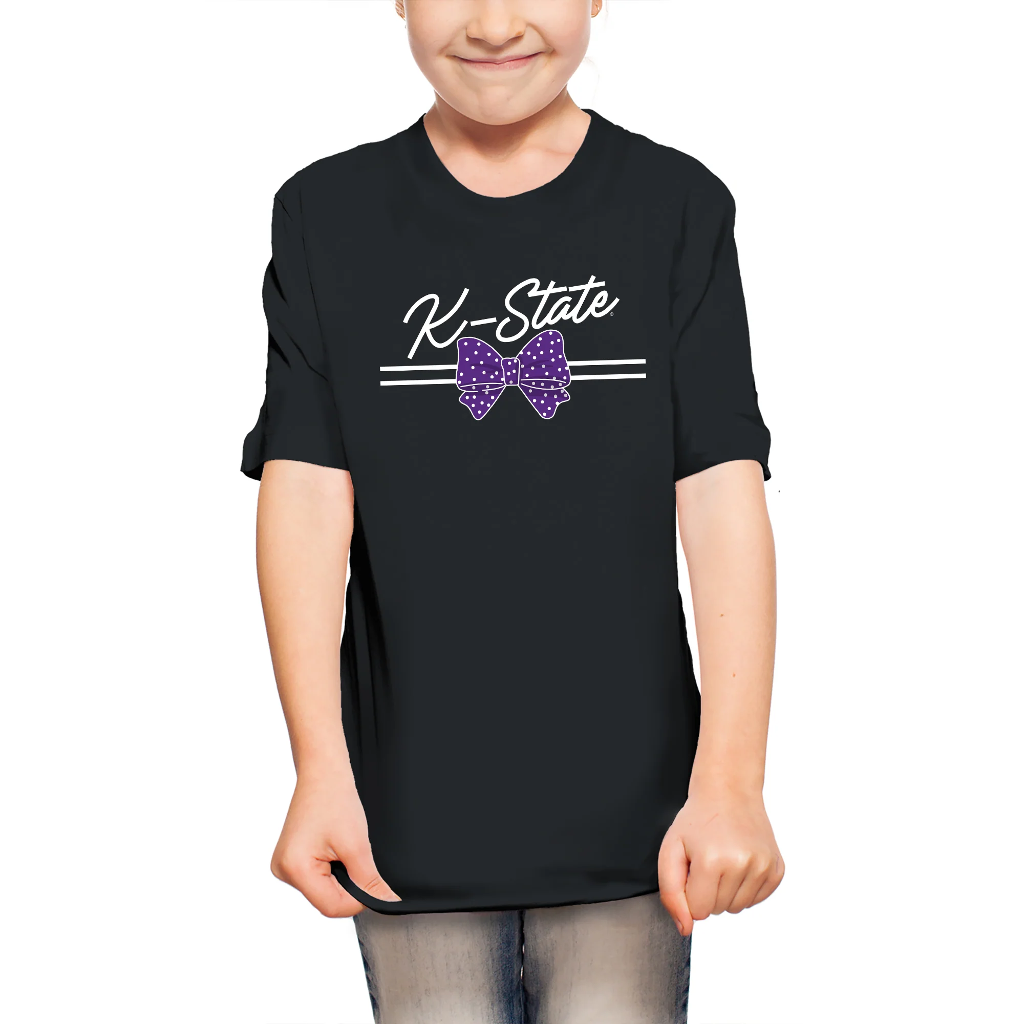 K-State Bow Script Youth T-Shirt - Black - Image 3