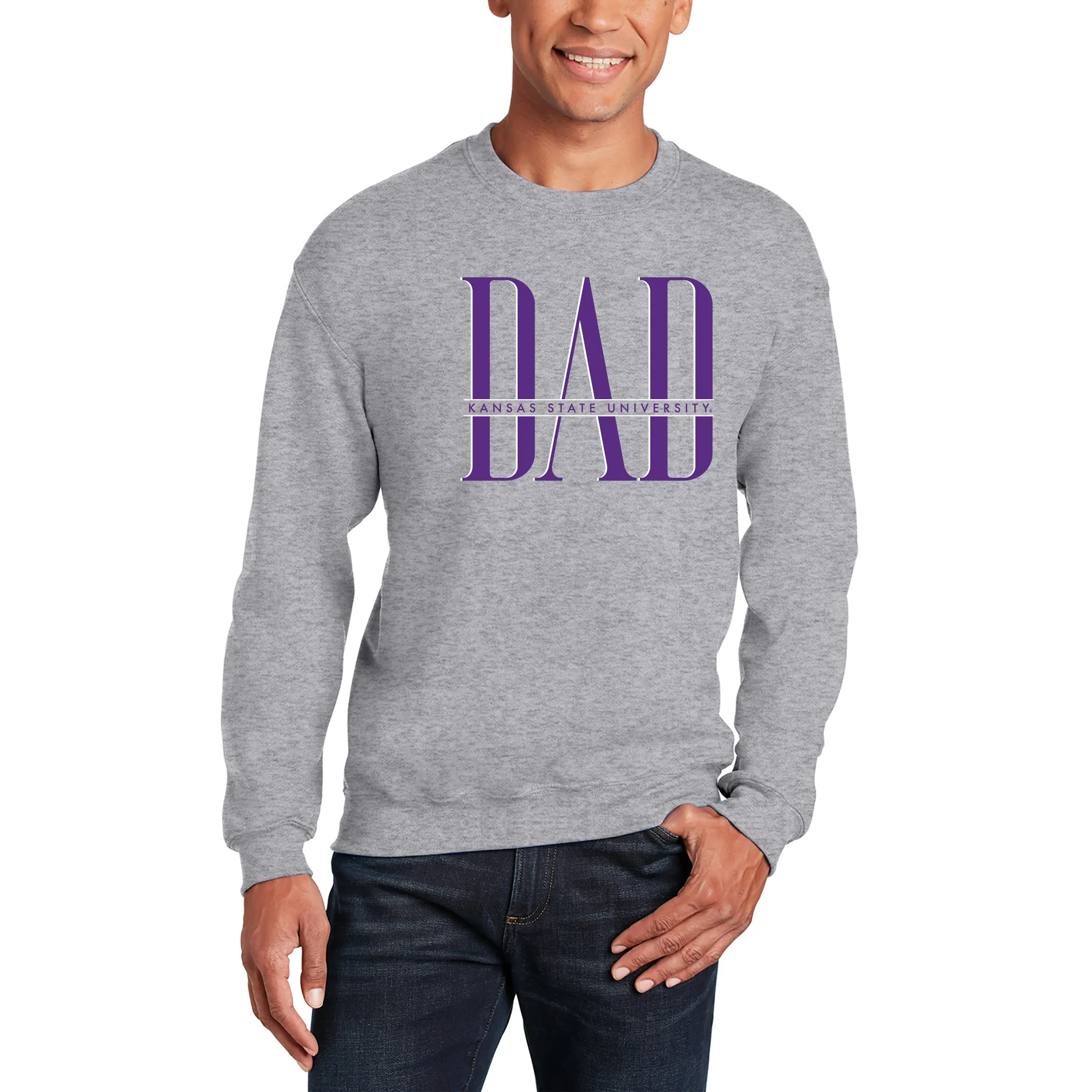 Kansas State Classic Dad Crewneck - Sport Grey - Image 3