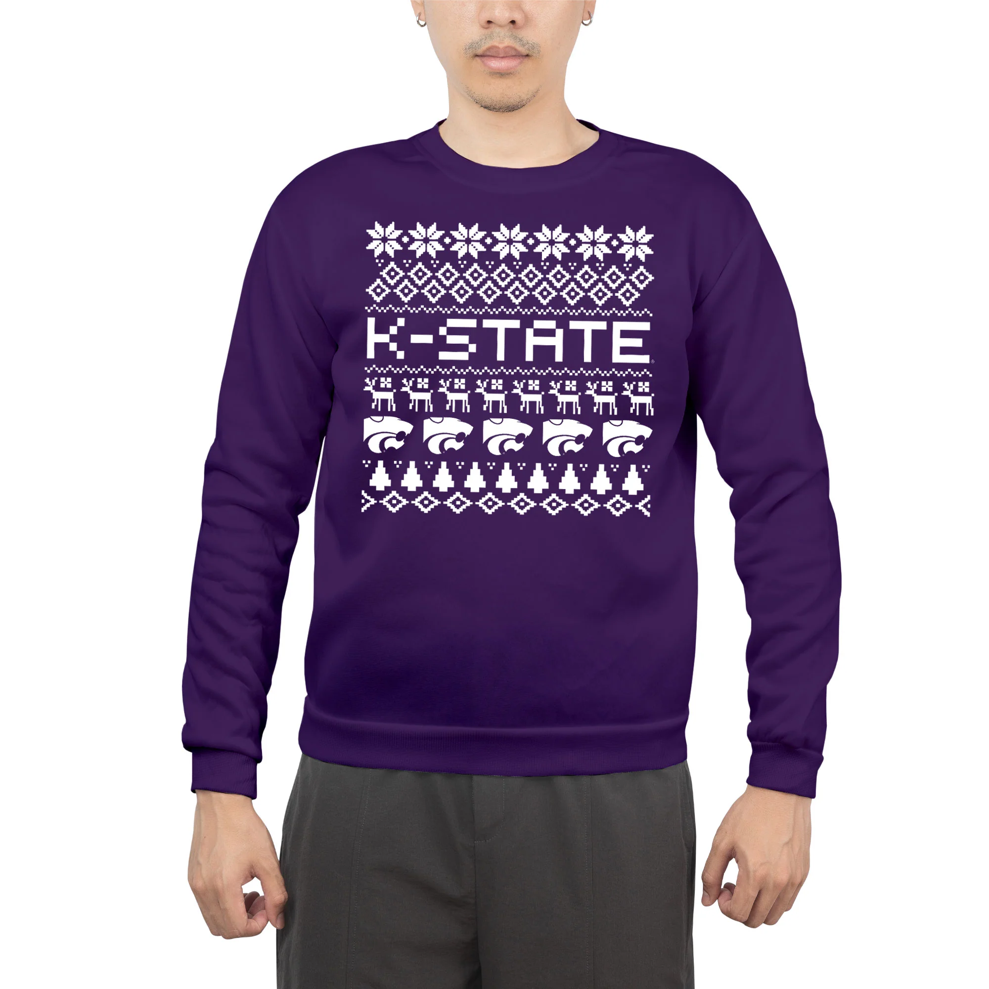 Kansas State Holiday Sweater Crewneck - Purple - Image 3