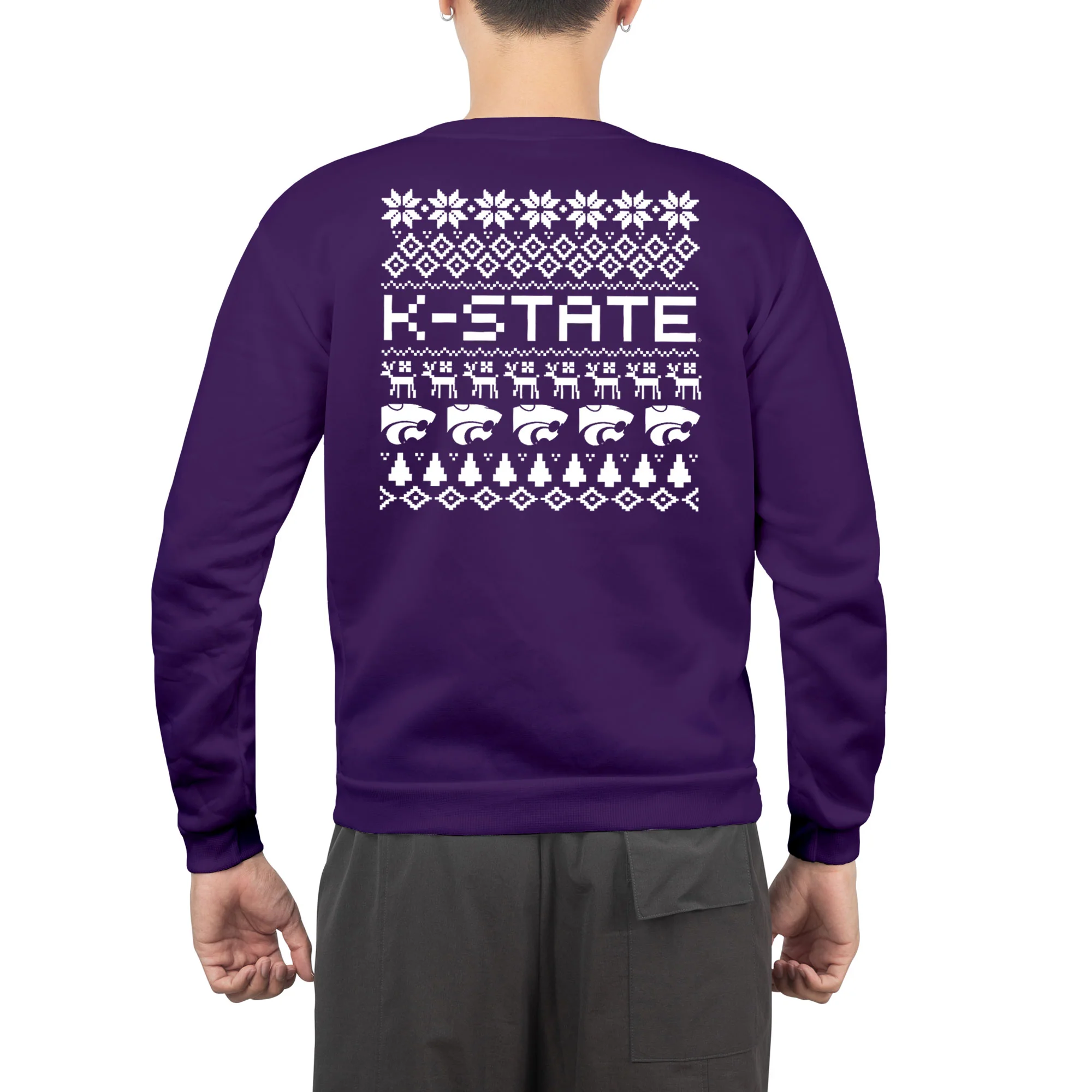 Kansas State Holiday Sweater Crewneck - Purple - Image 4