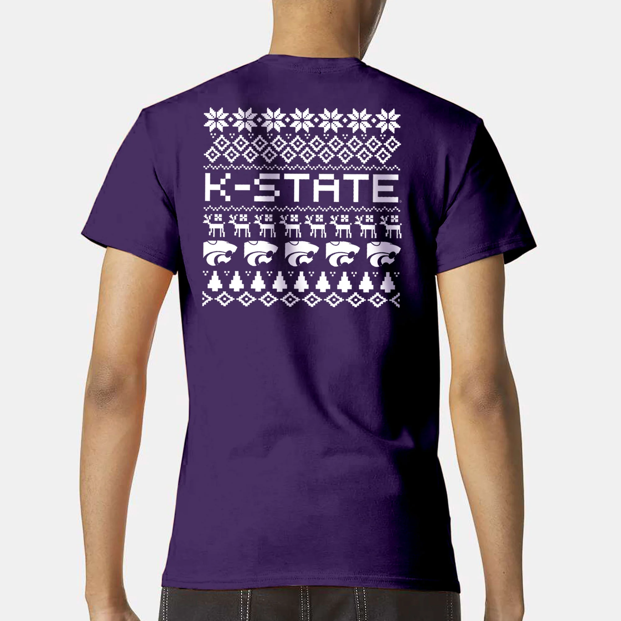 Kansas State Holiday Sweater T-Shirt - Purple - Image 4