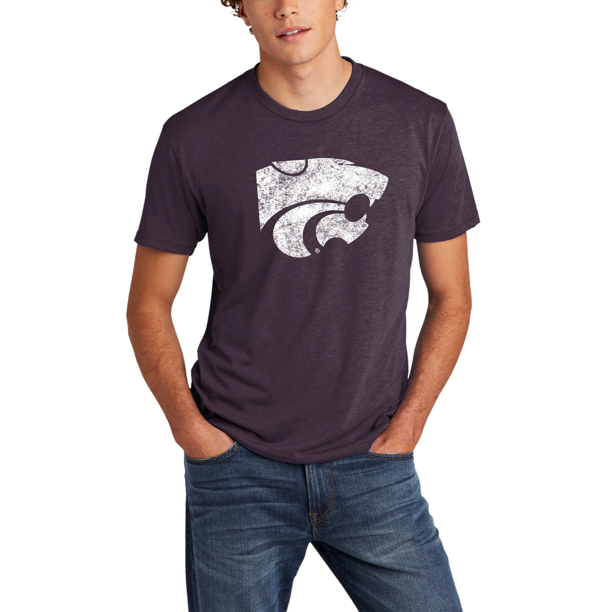 K-State Primary Logo Distressed NLA Triblend - Vintage Purple - Image 3