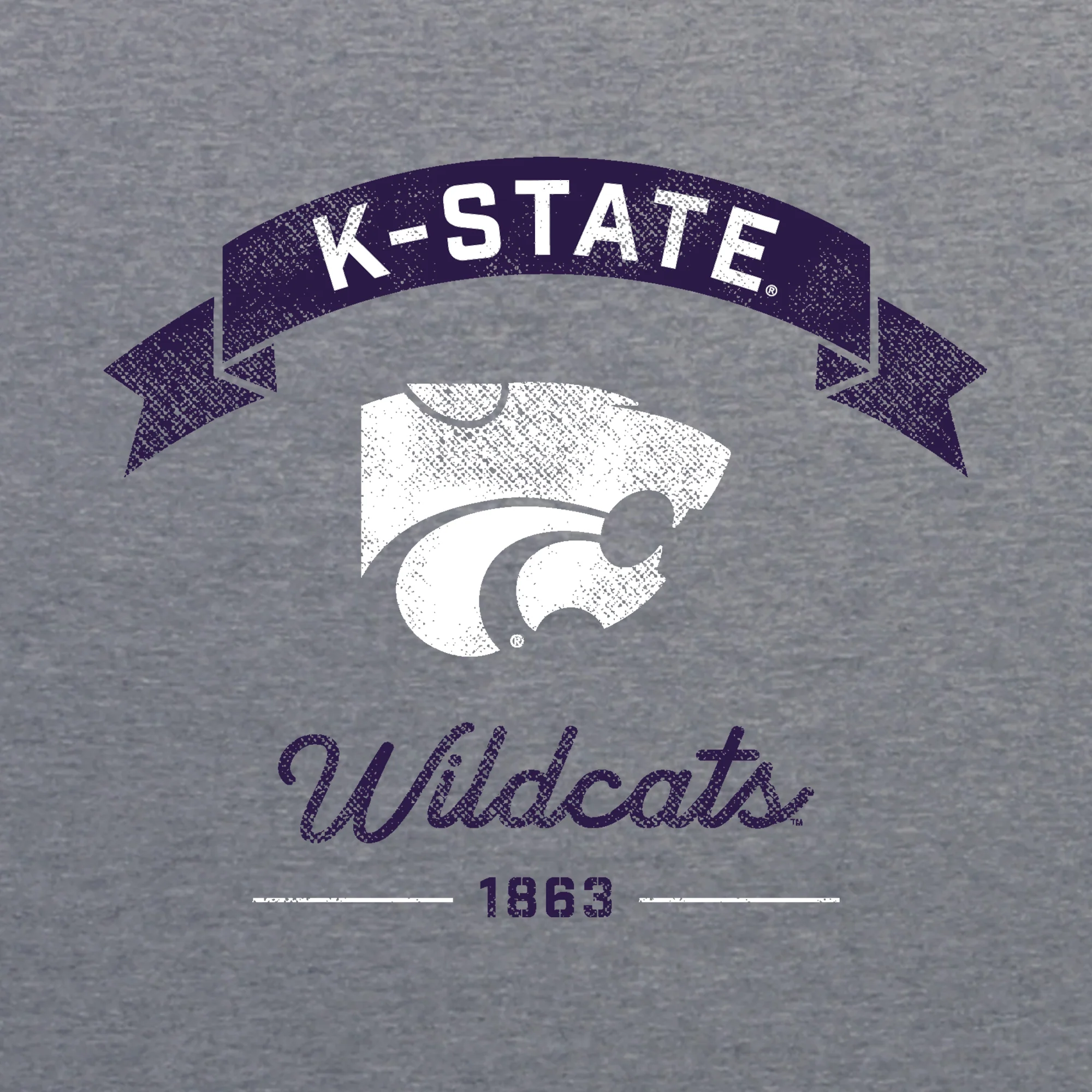 K-State Ribbon Arc NLA Triblend T-Shirt - Premium Heather - Image 2