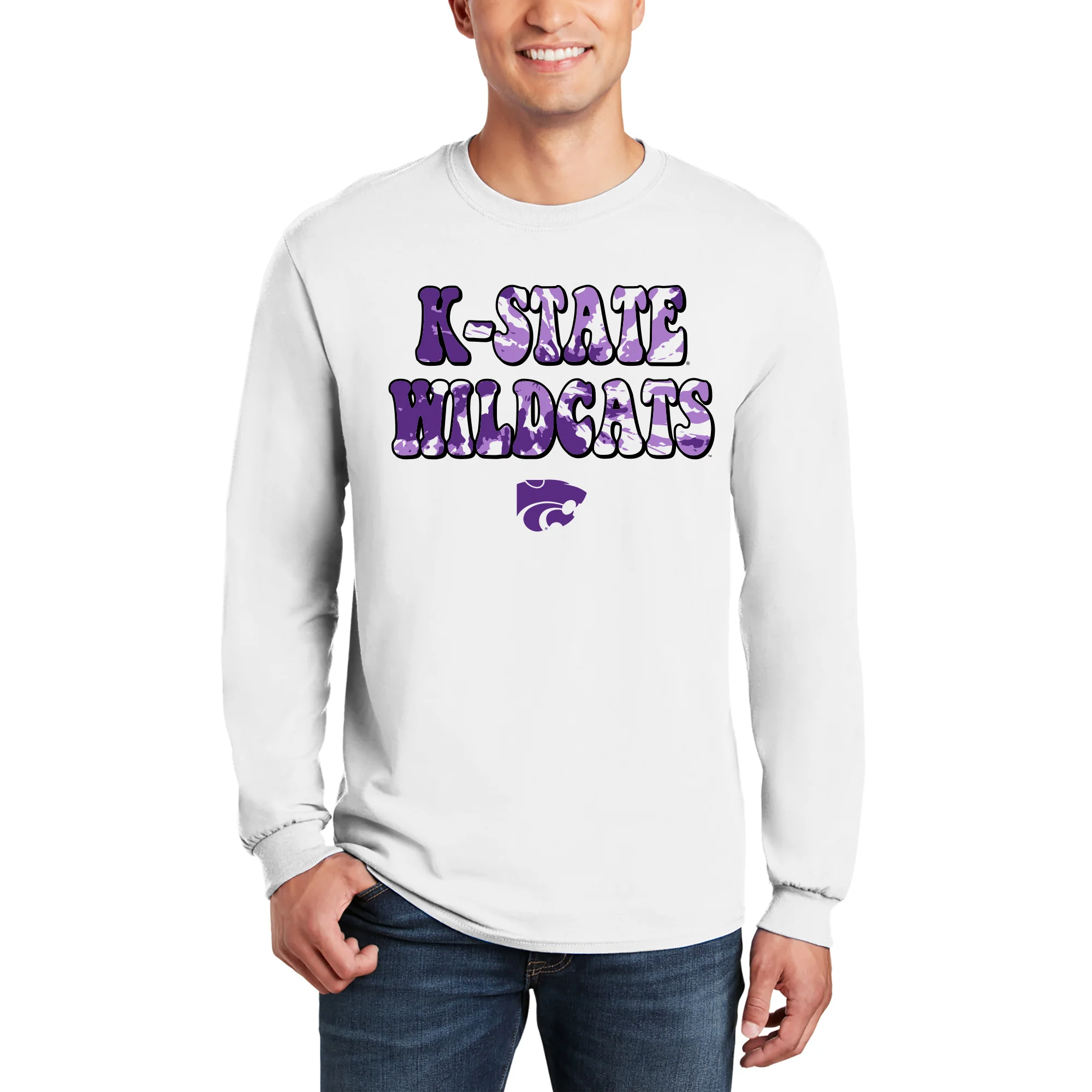 Kansas State Tie Dye Type Long Sleeve - White - Image 4