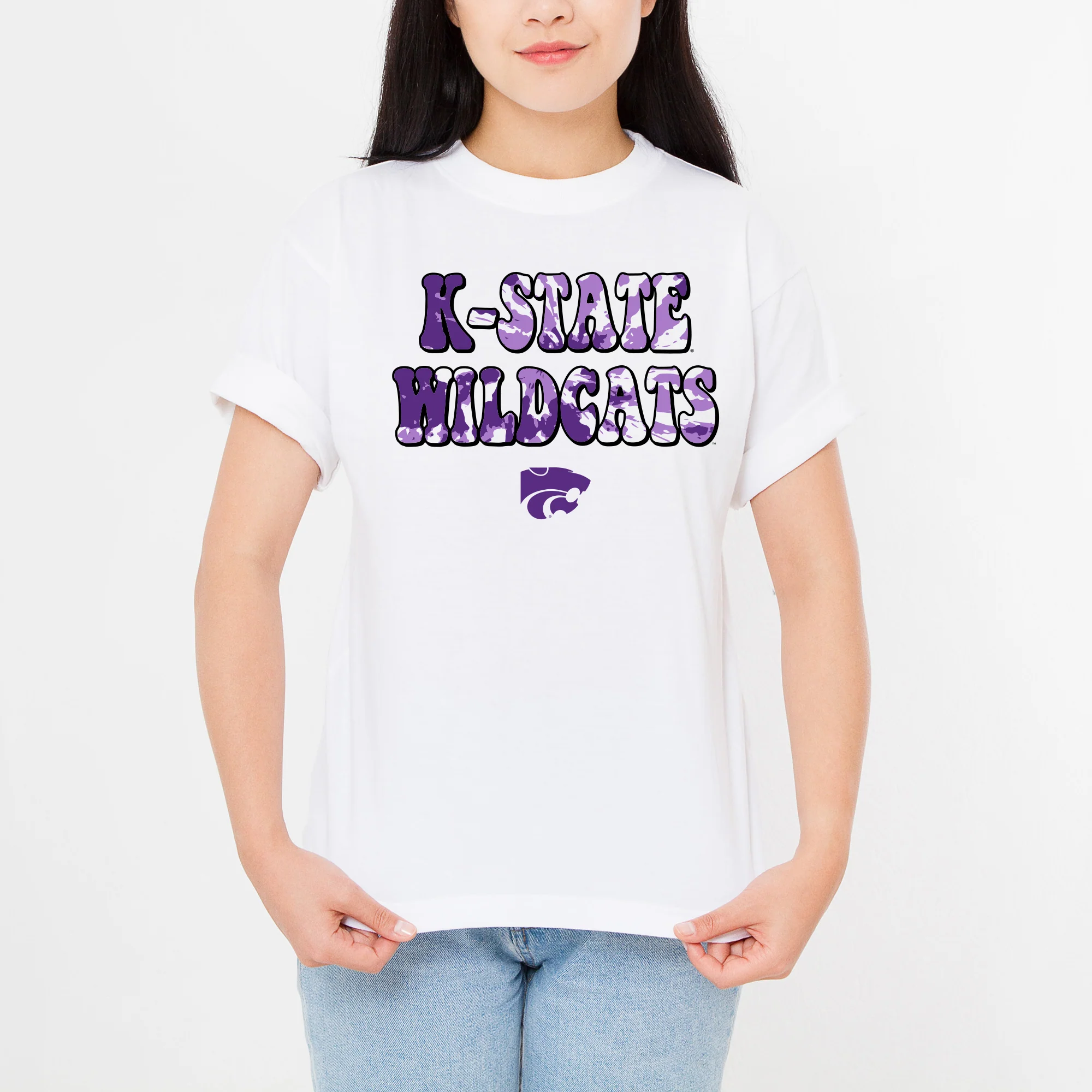 Kansas State Tie Dye Type T-Shirt - White - Image 4