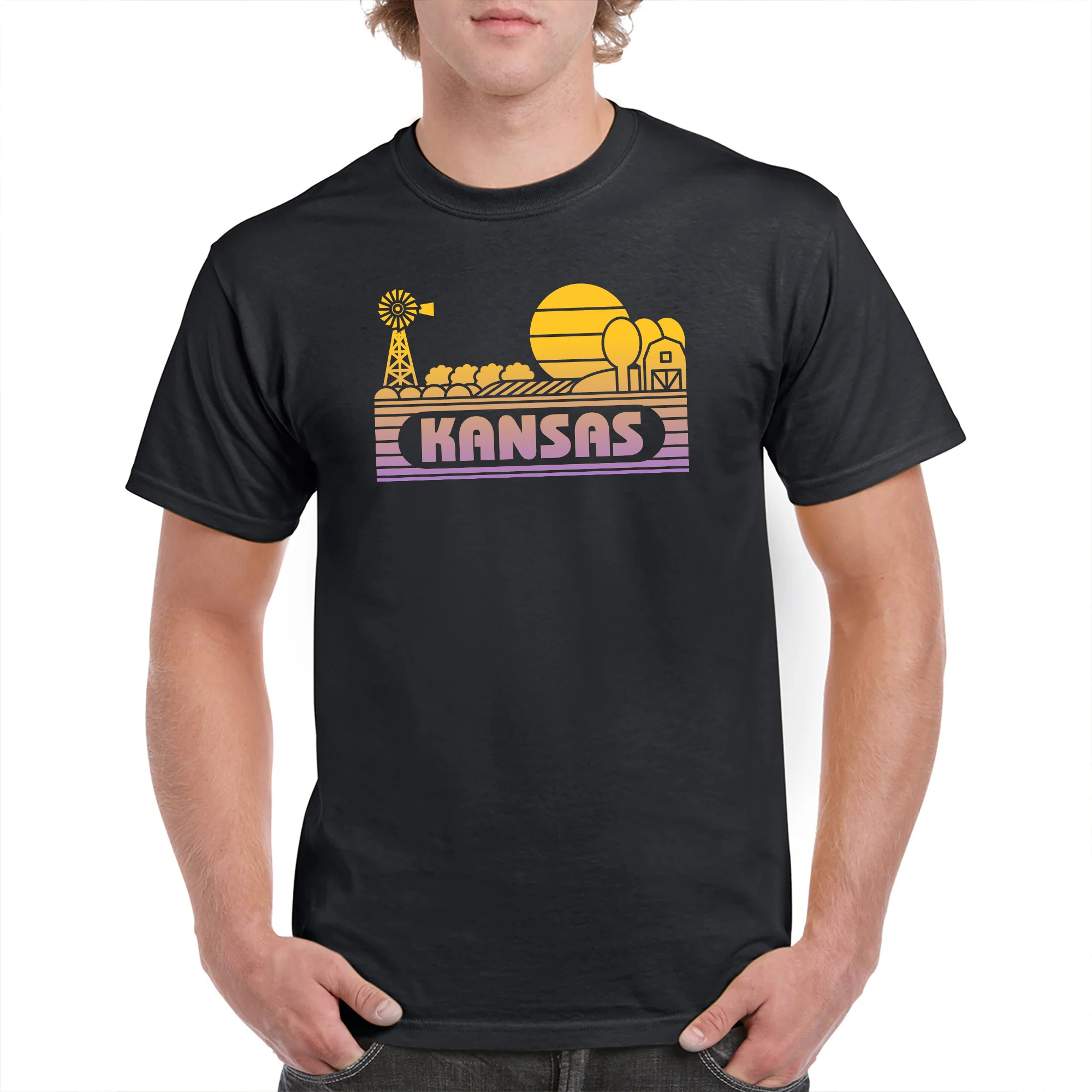 Kansas Groovy Sunset T-Shirt - Black - Image 3