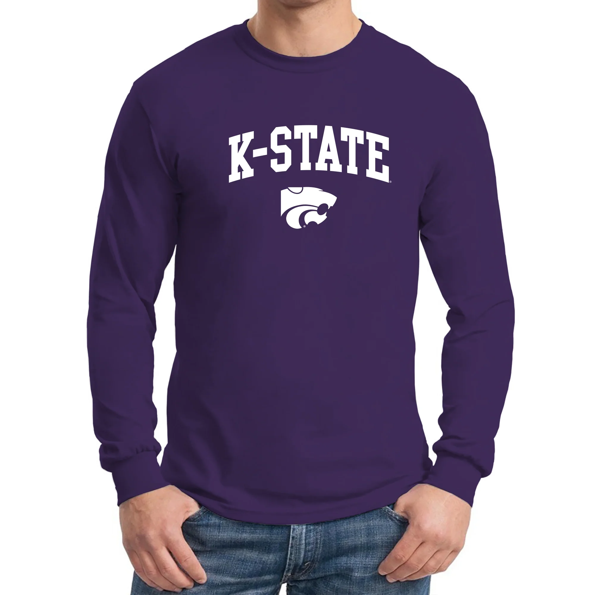 Kansas State University Wildcats Arch Logo Cotton Long Sleeve T-Shirt - Purple - Image 3