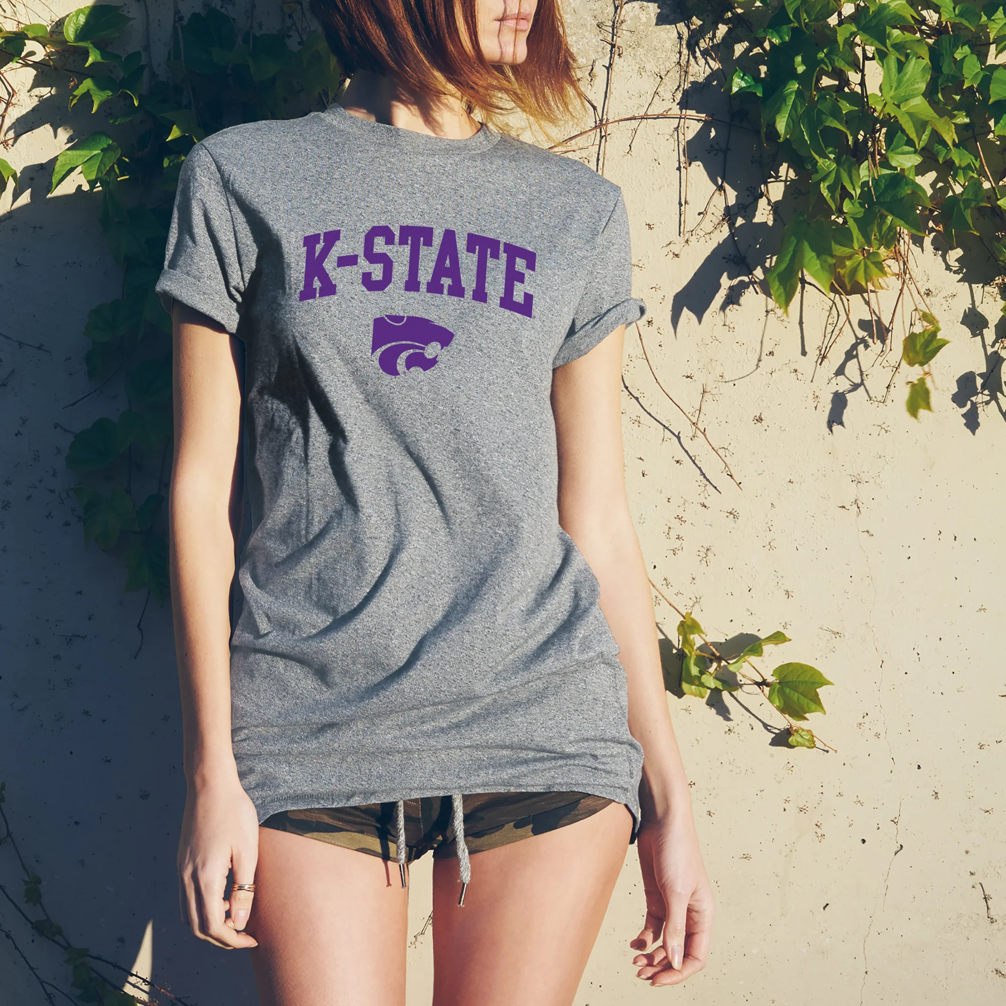 Kansas State University Wildcats Arch Logo Cotton T-Shirt - Sport Grey - Image 4